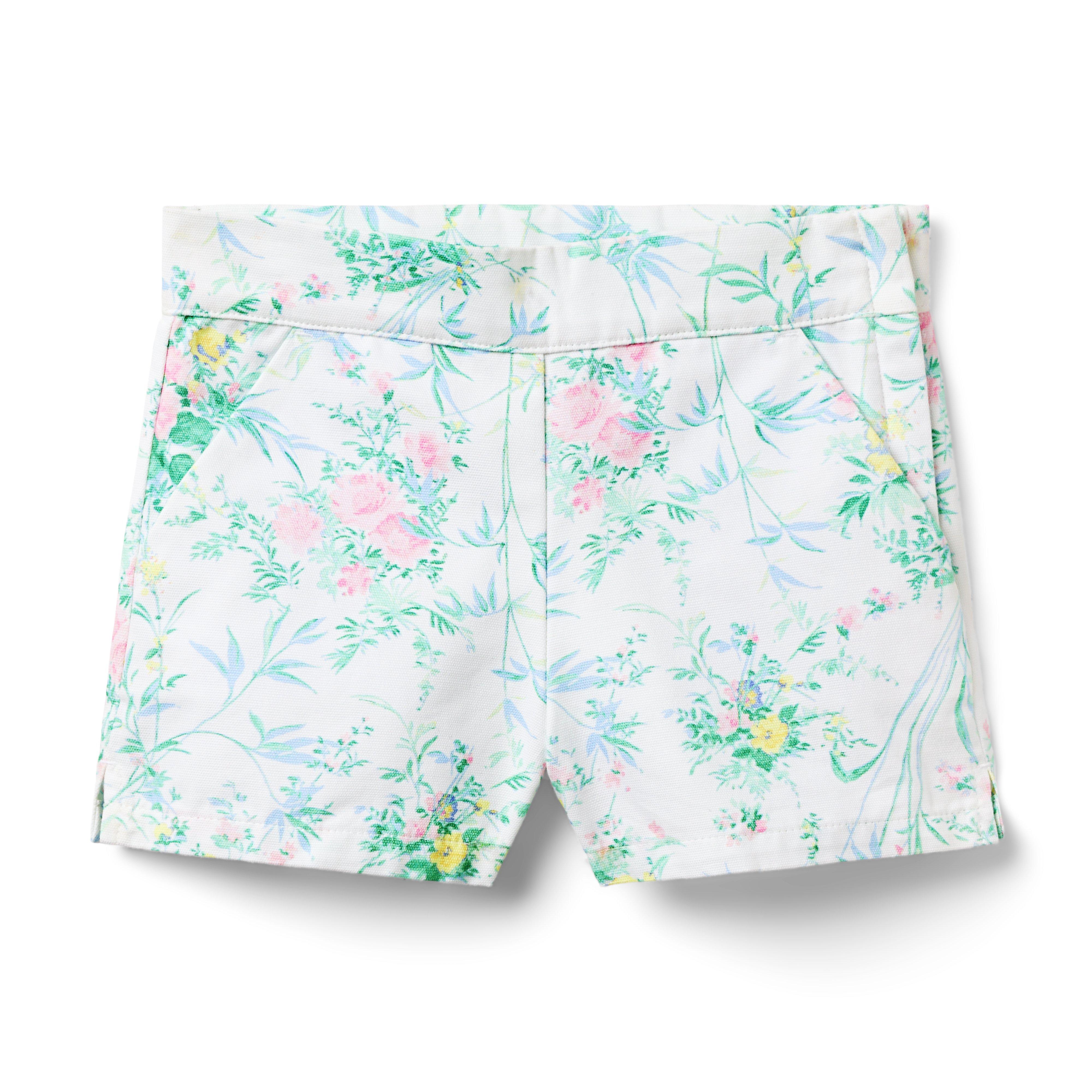 Girl White Floral Floral Canvas Short by Janie and Jack