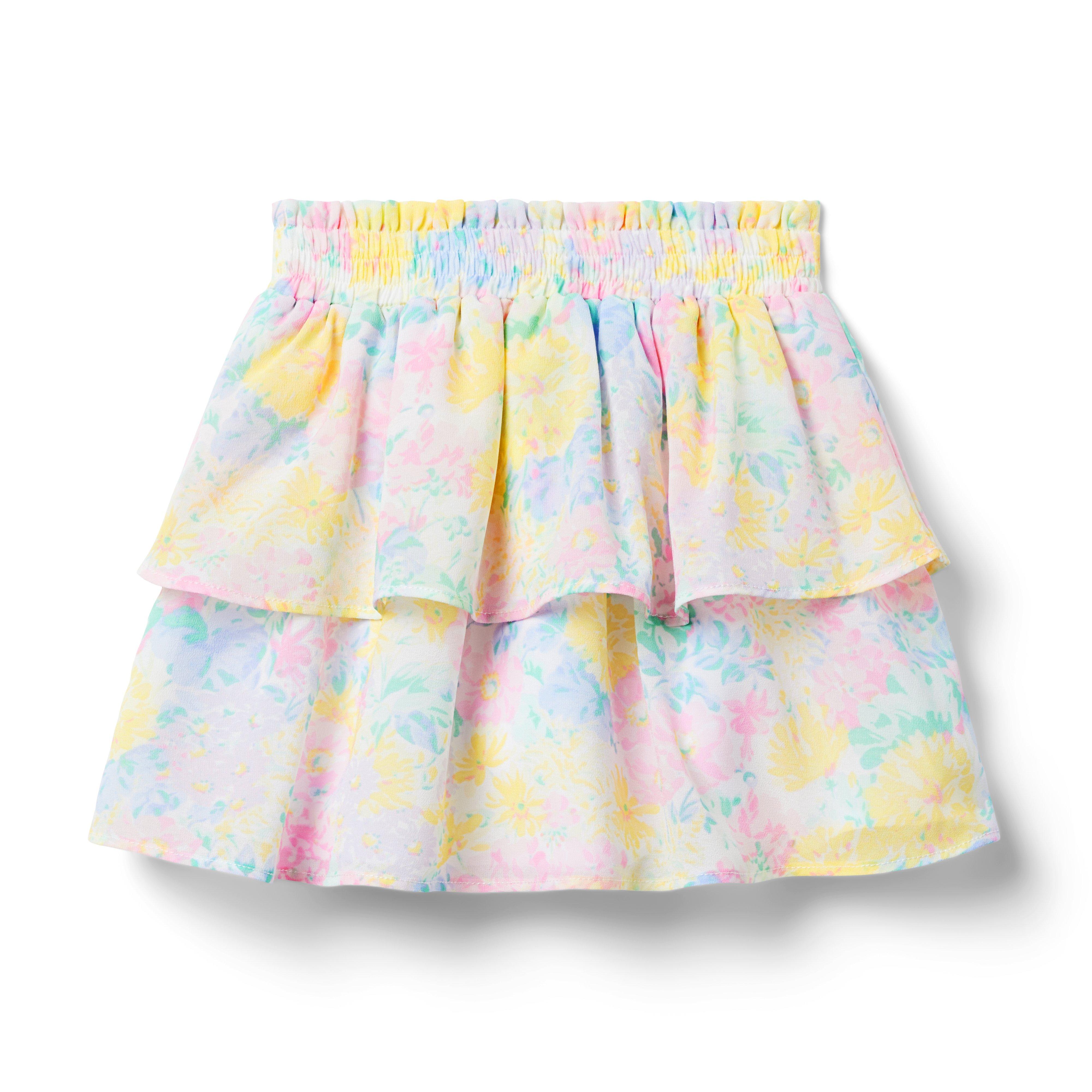 Floral Tiered Chiffon Skirt