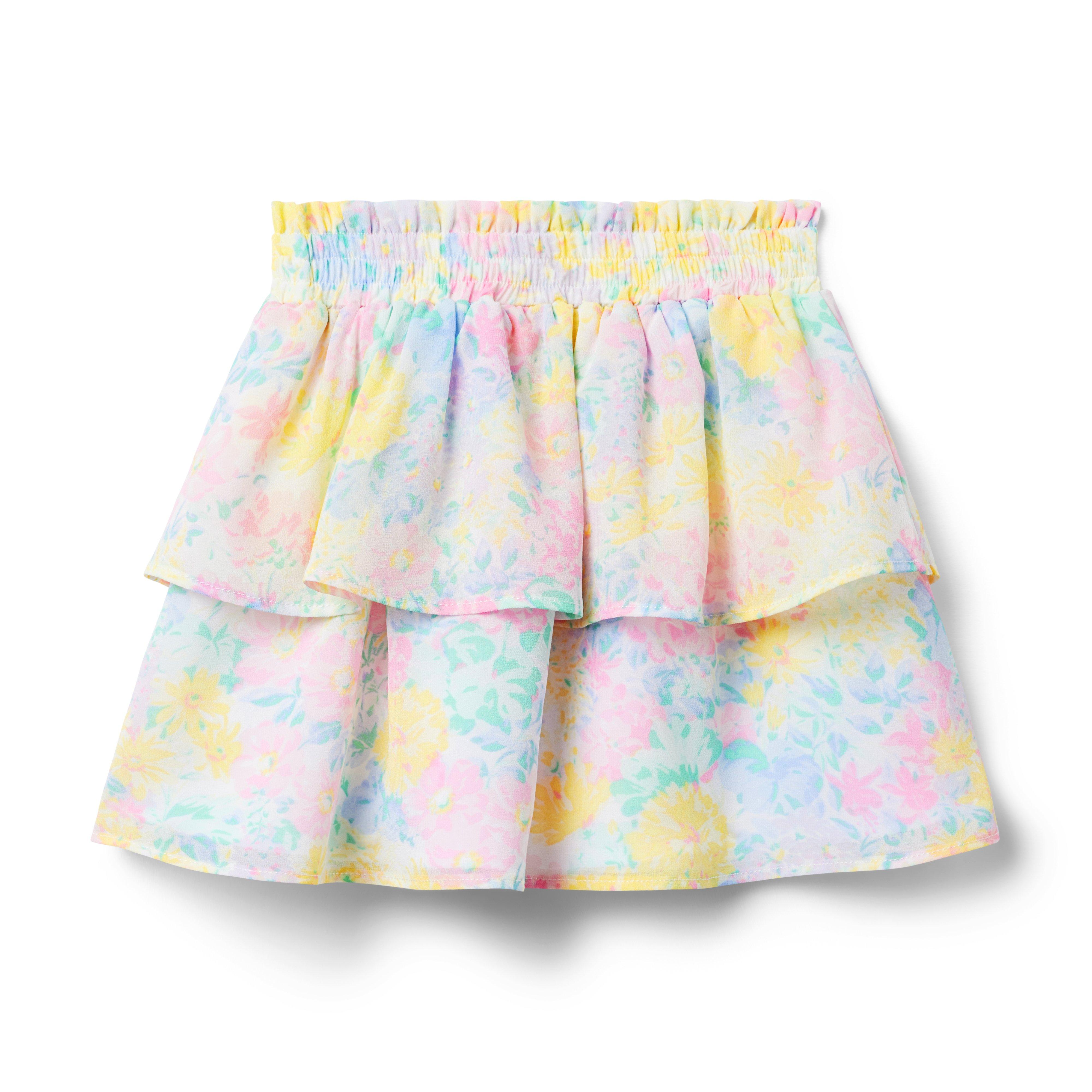 Floral Tiered Chiffon Skirt