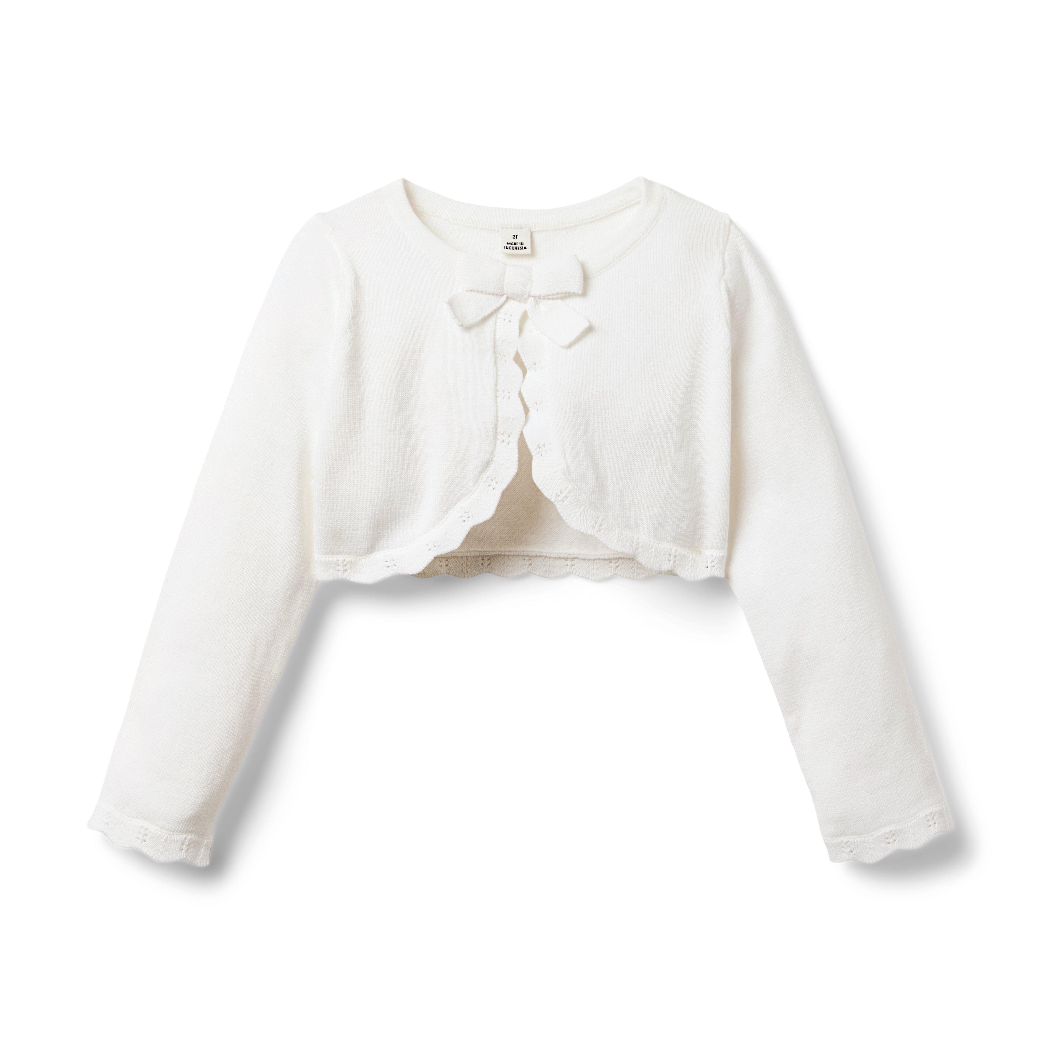 Girl White Bow Cropped Cardigan by Janie and Jack