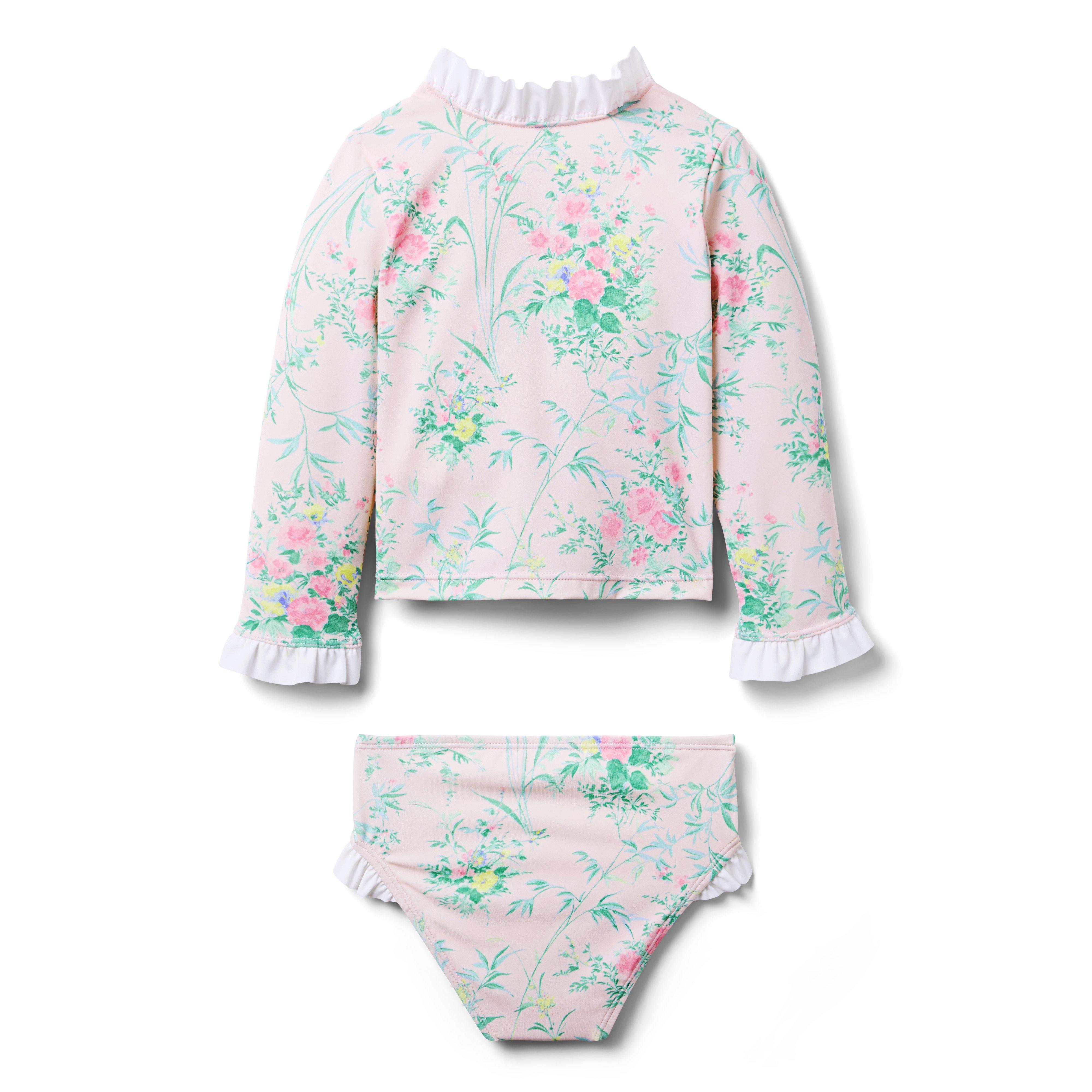 Recycled Floral Rash Guard Swimsuit