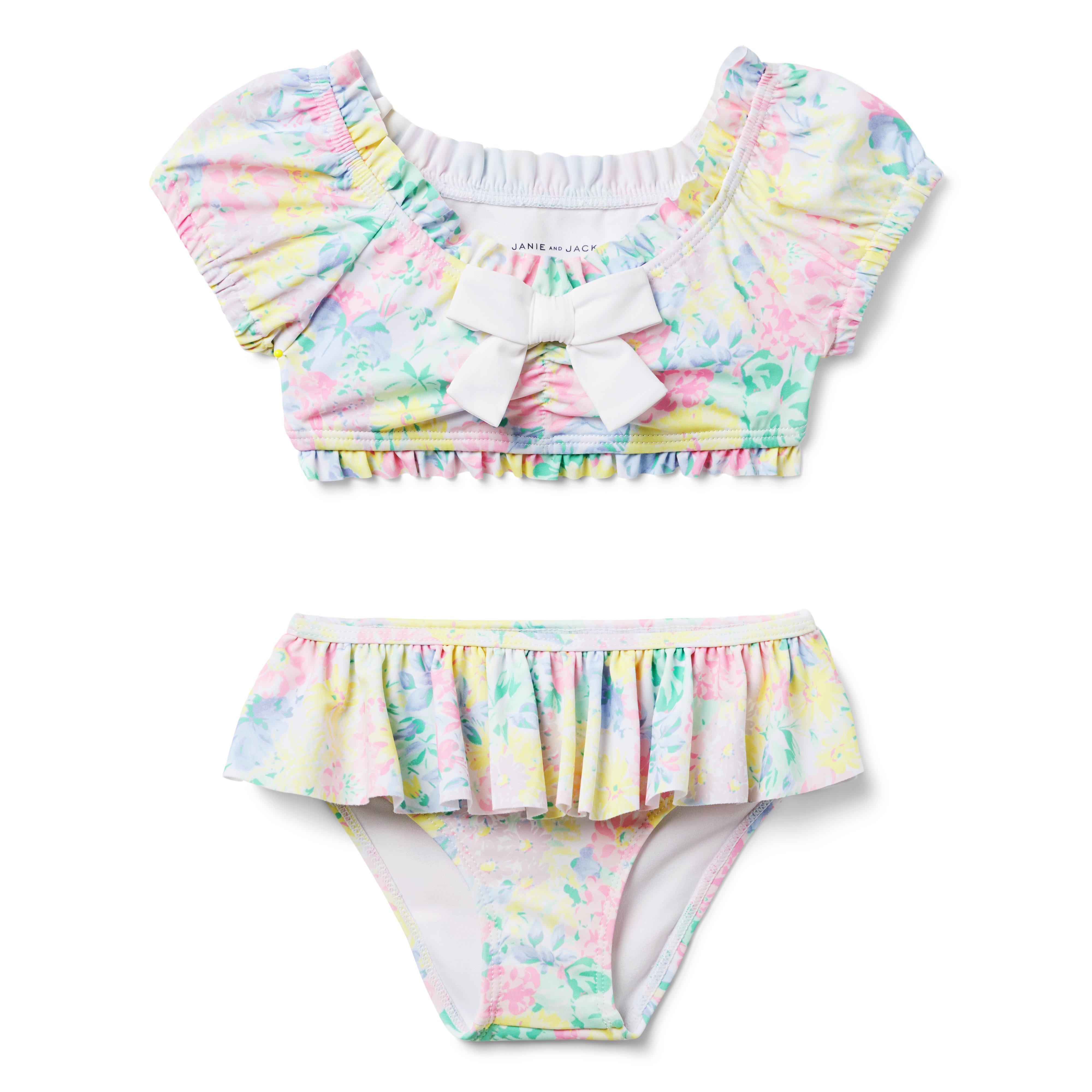 Recycled Floral Ruffle 2-Piece Swimsuit