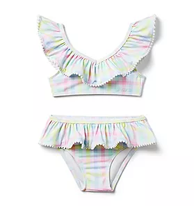 Recycled Gingham Ruffle 2-Piece Swimsuit