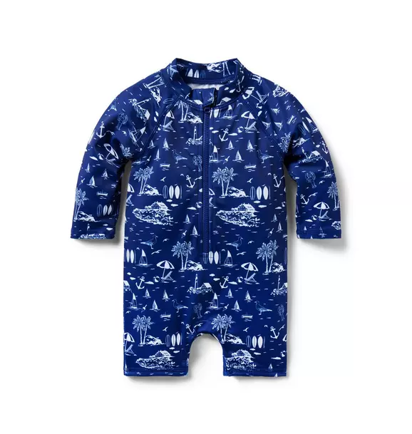 Baby Recycled Beach Toile Rash Guard Swimsuit image number 0