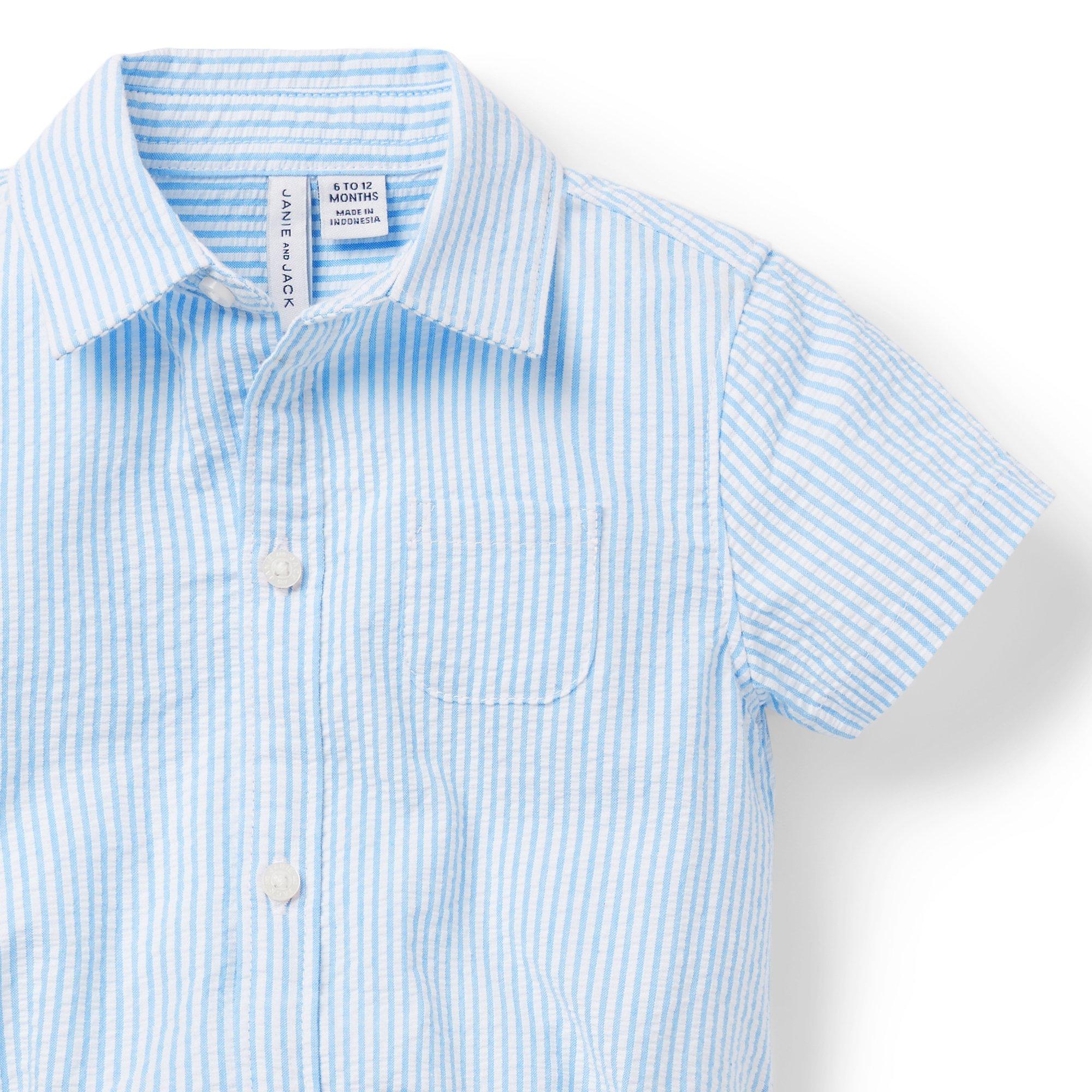 Button-down Nightshirt - Baby blue stripes