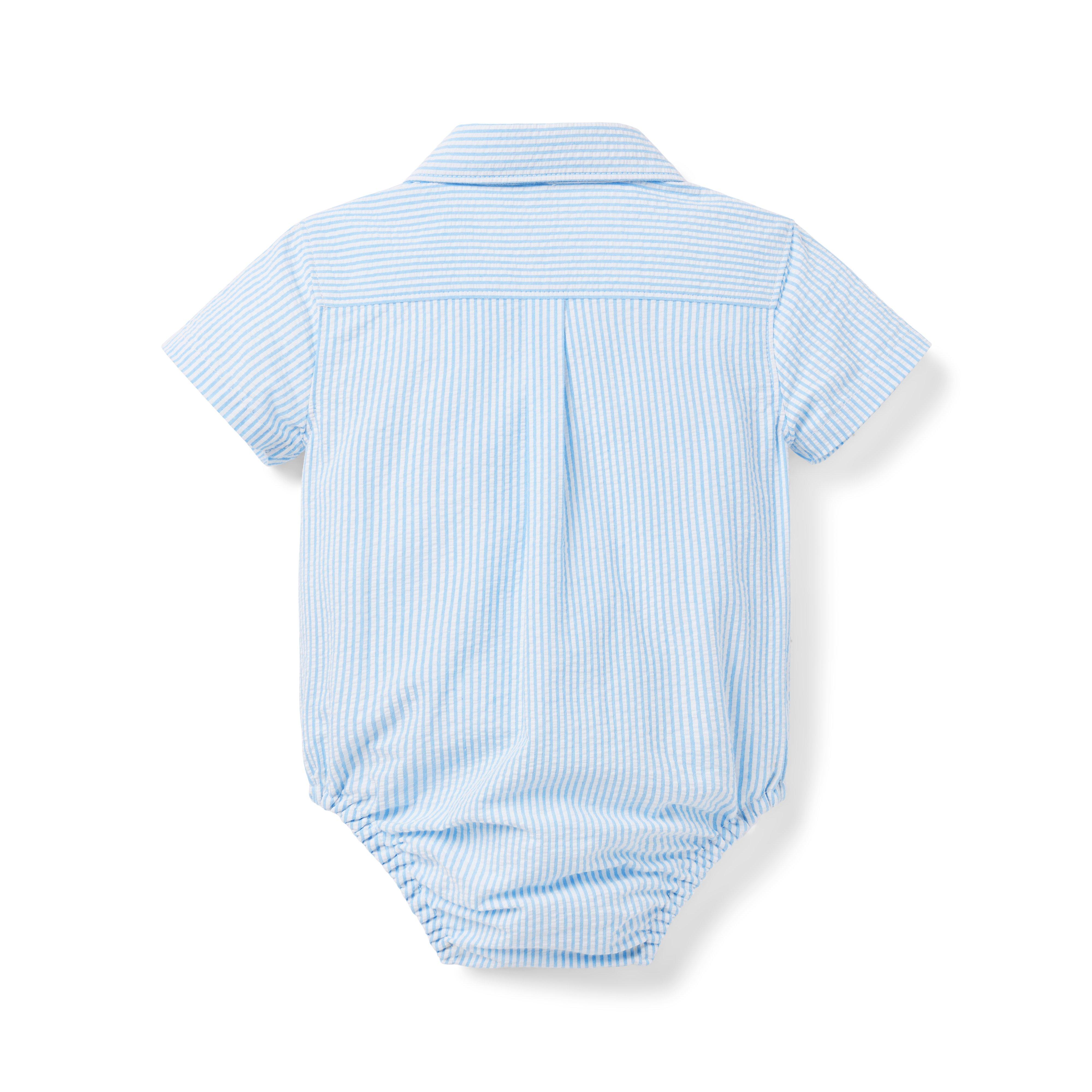 Newborn Light Blue Stripe Baby Striped Seersucker Bodysuit by