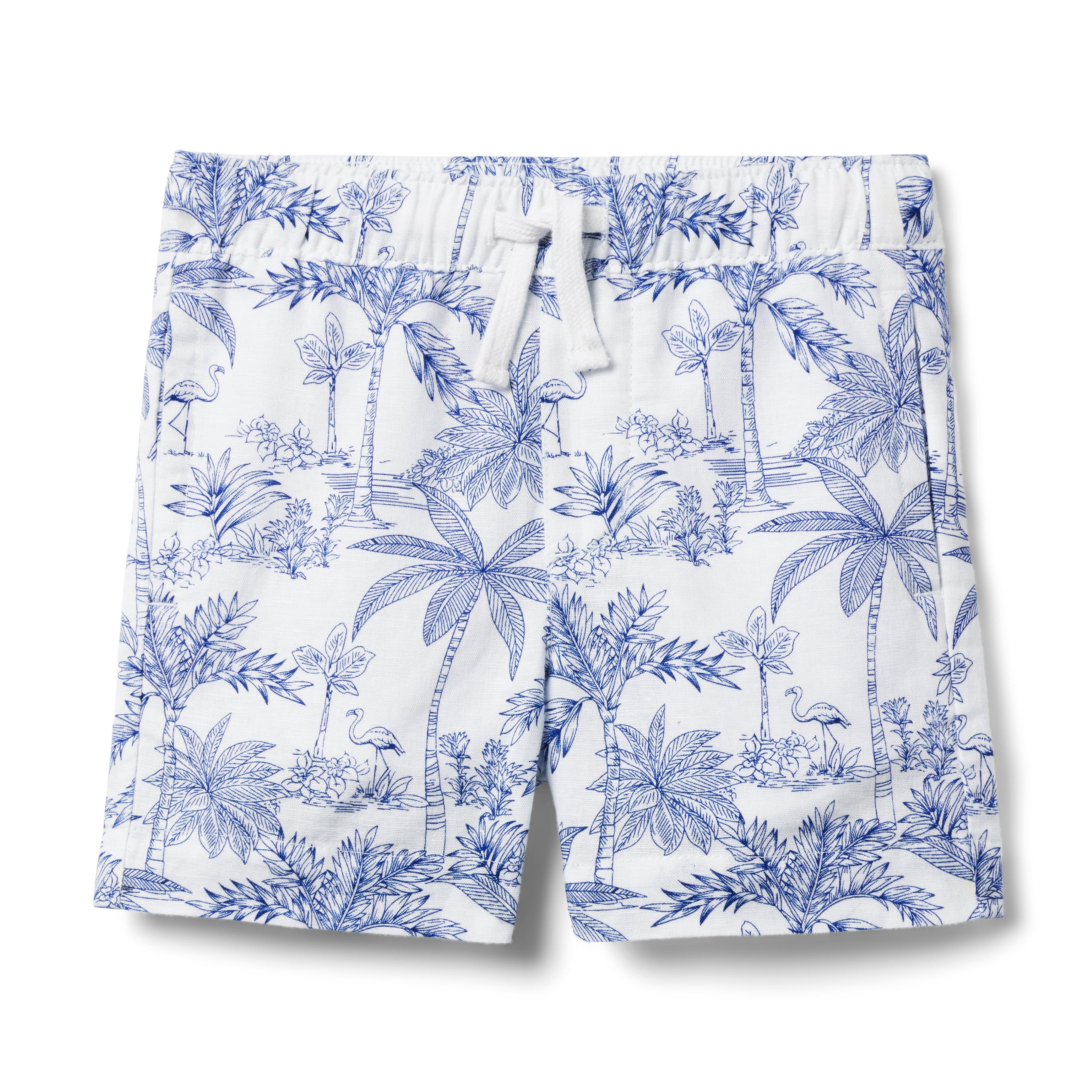 Tropical Toile Linen-Cotton Pull-On Short image number 0