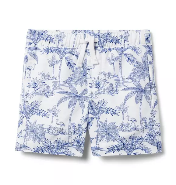 Tropical Toile Linen-Cotton Pull-On Short image number 0