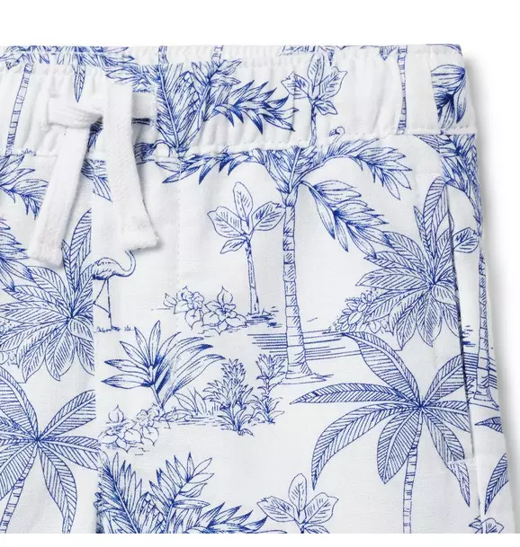 Tropical Toile Linen-Cotton Pull-On Short image number 2