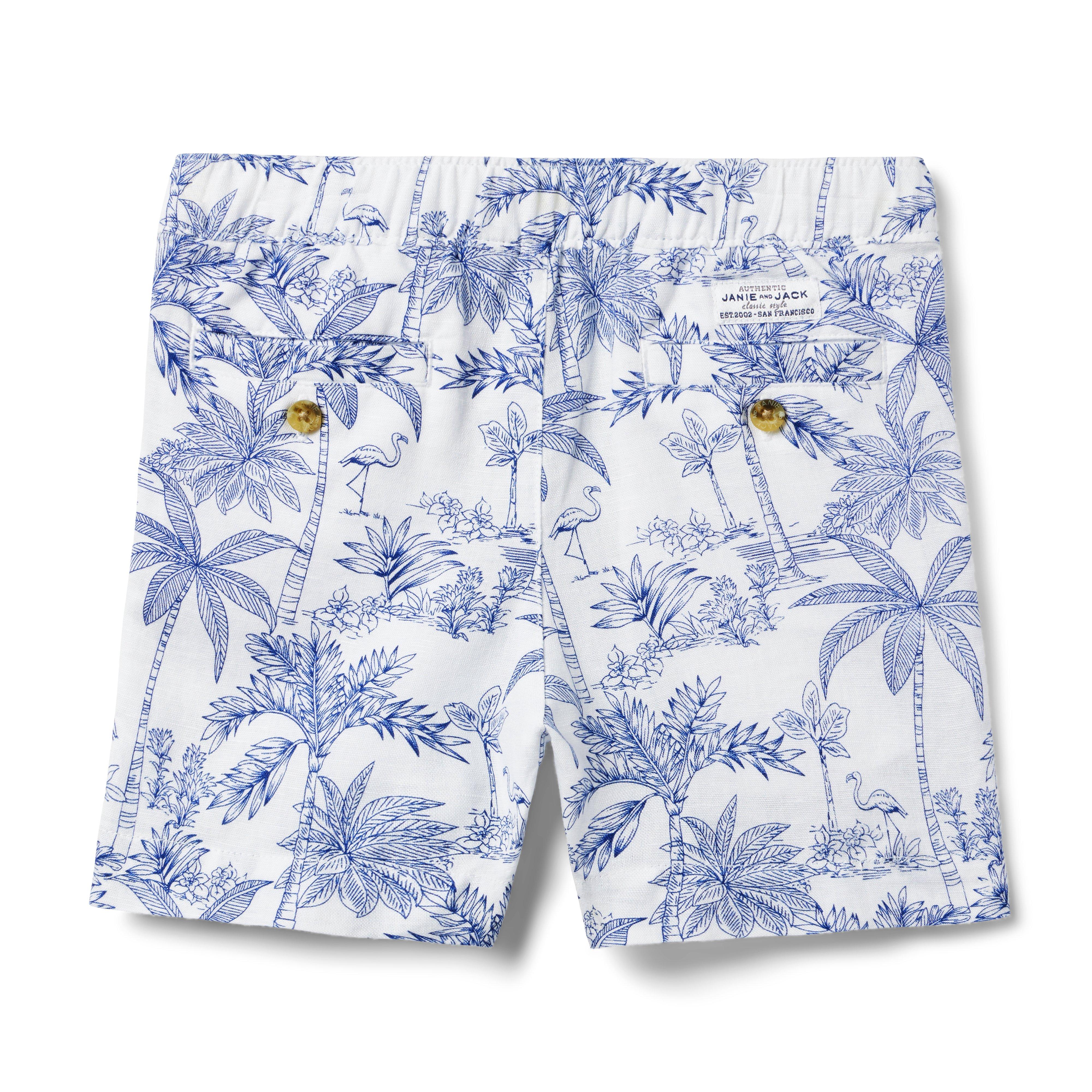 Tropical Toile Linen-Cotton Pull-On Short image number 1