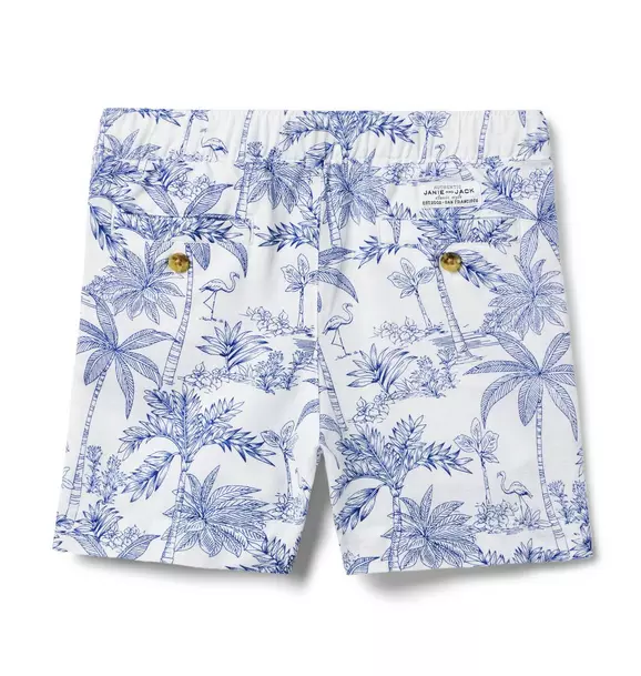 Tropical Toile Linen-Cotton Pull-On Short image number 1