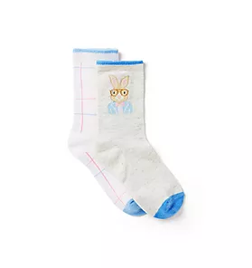 Bunny and Plaid Sock 2-Pack
