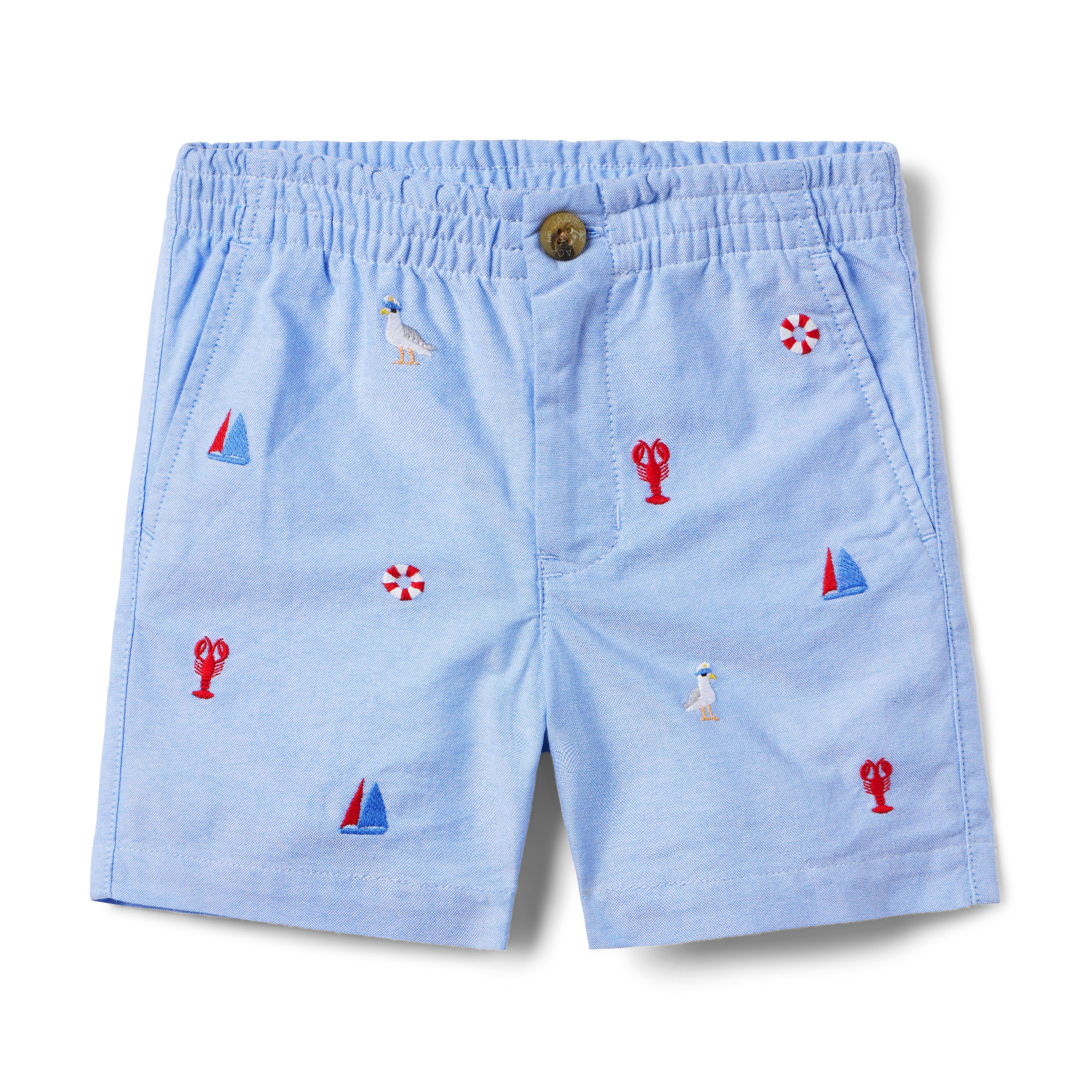The Embroidered Oxford Pull-On Short