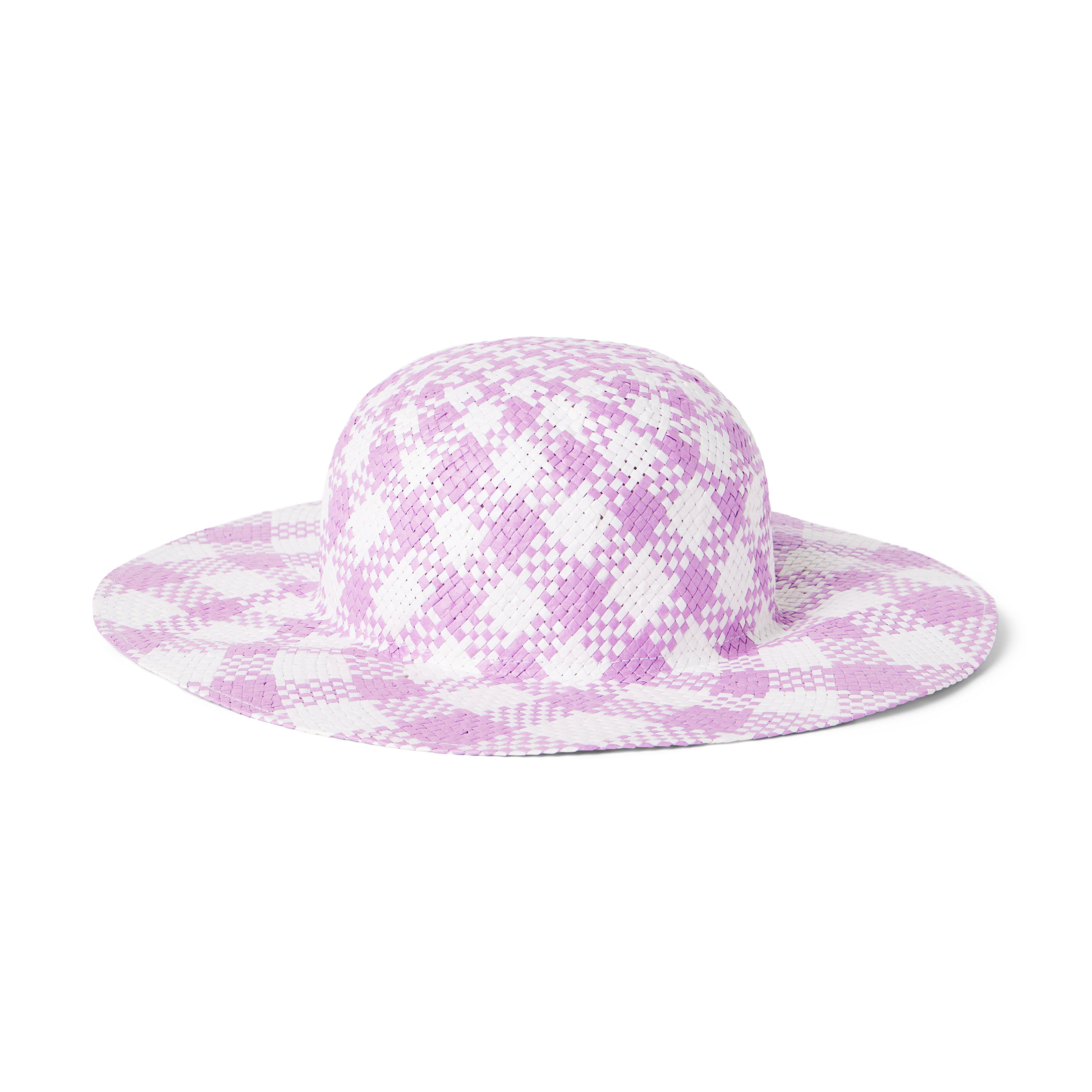 Gingham Straw Sun Hat