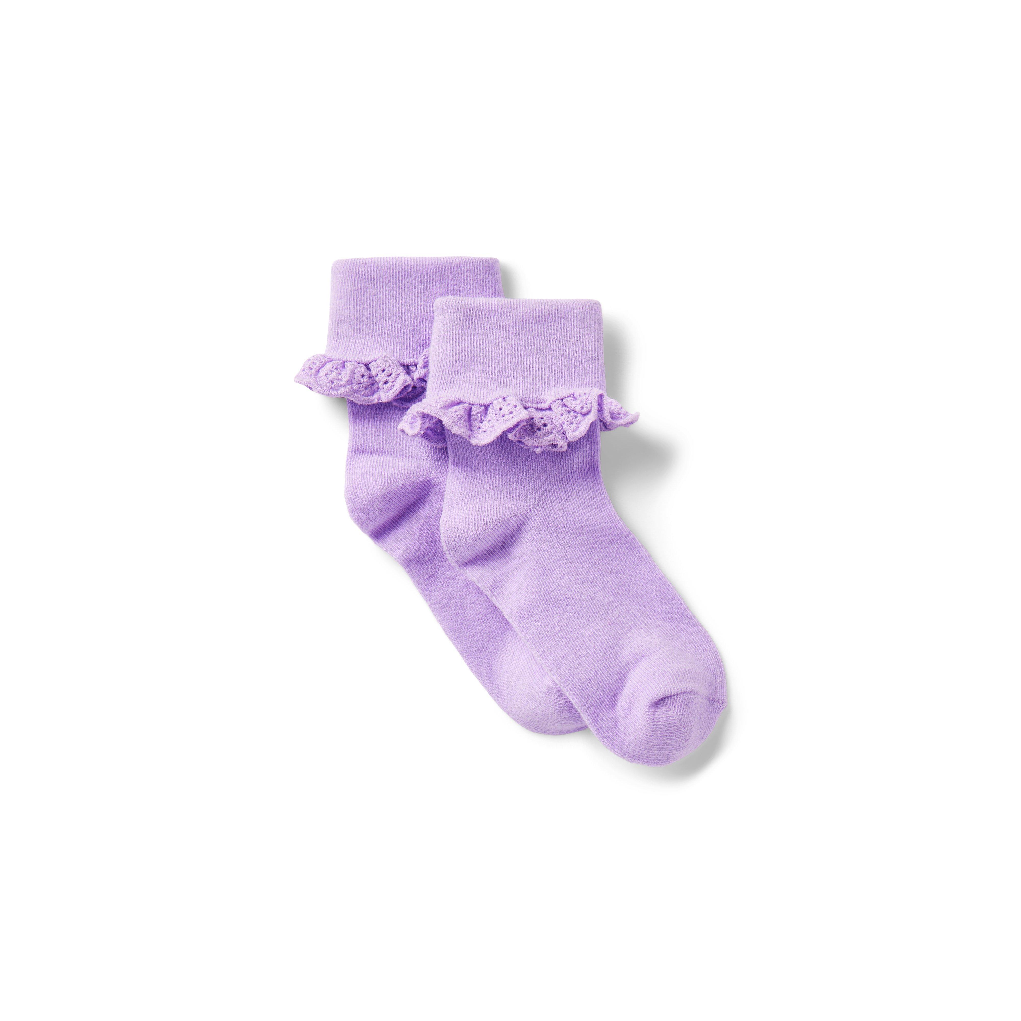 Girl Orchid Breeze Eyelet Ruffle Sock by Janie and Jack