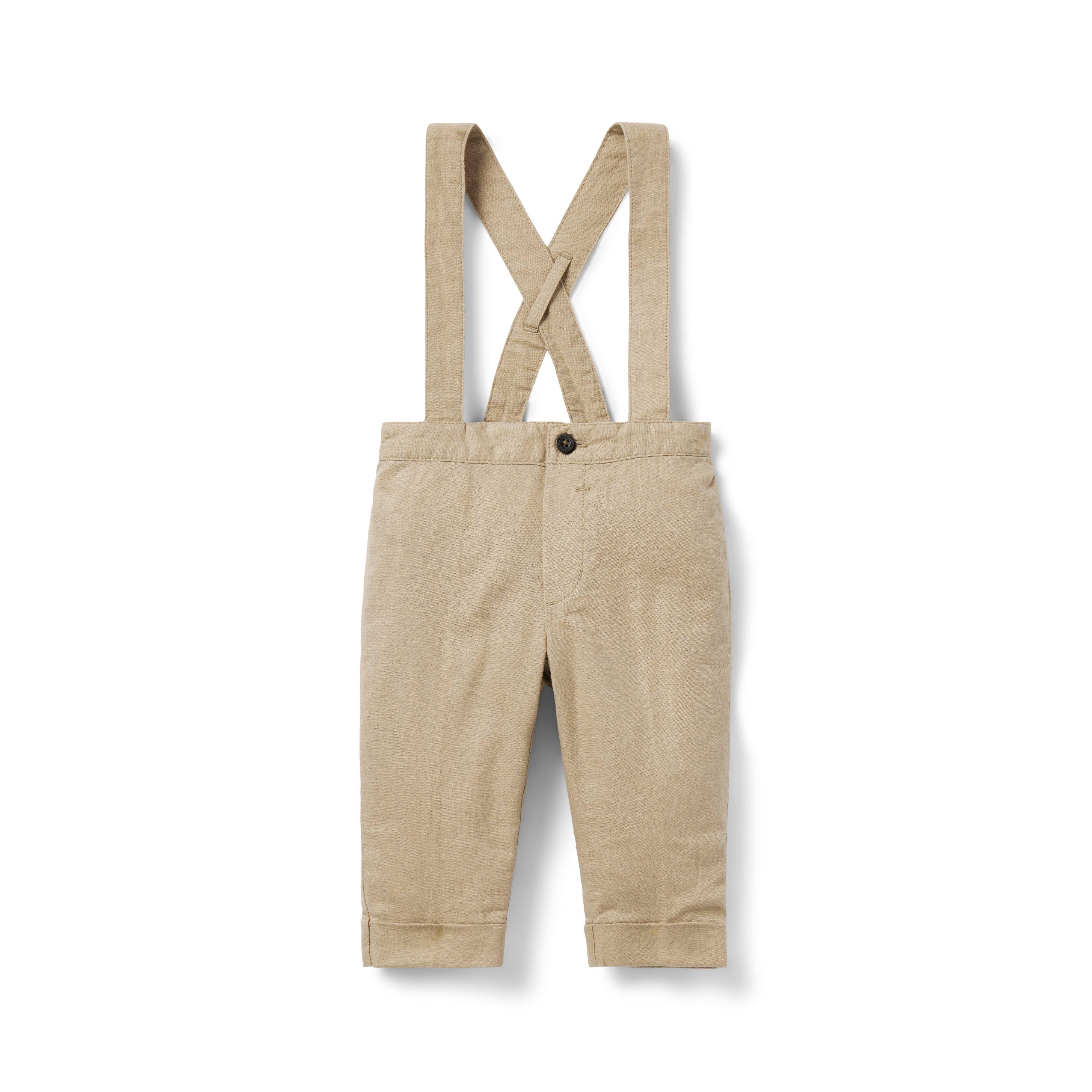 Baby Linen-Cotton Suspender Pant