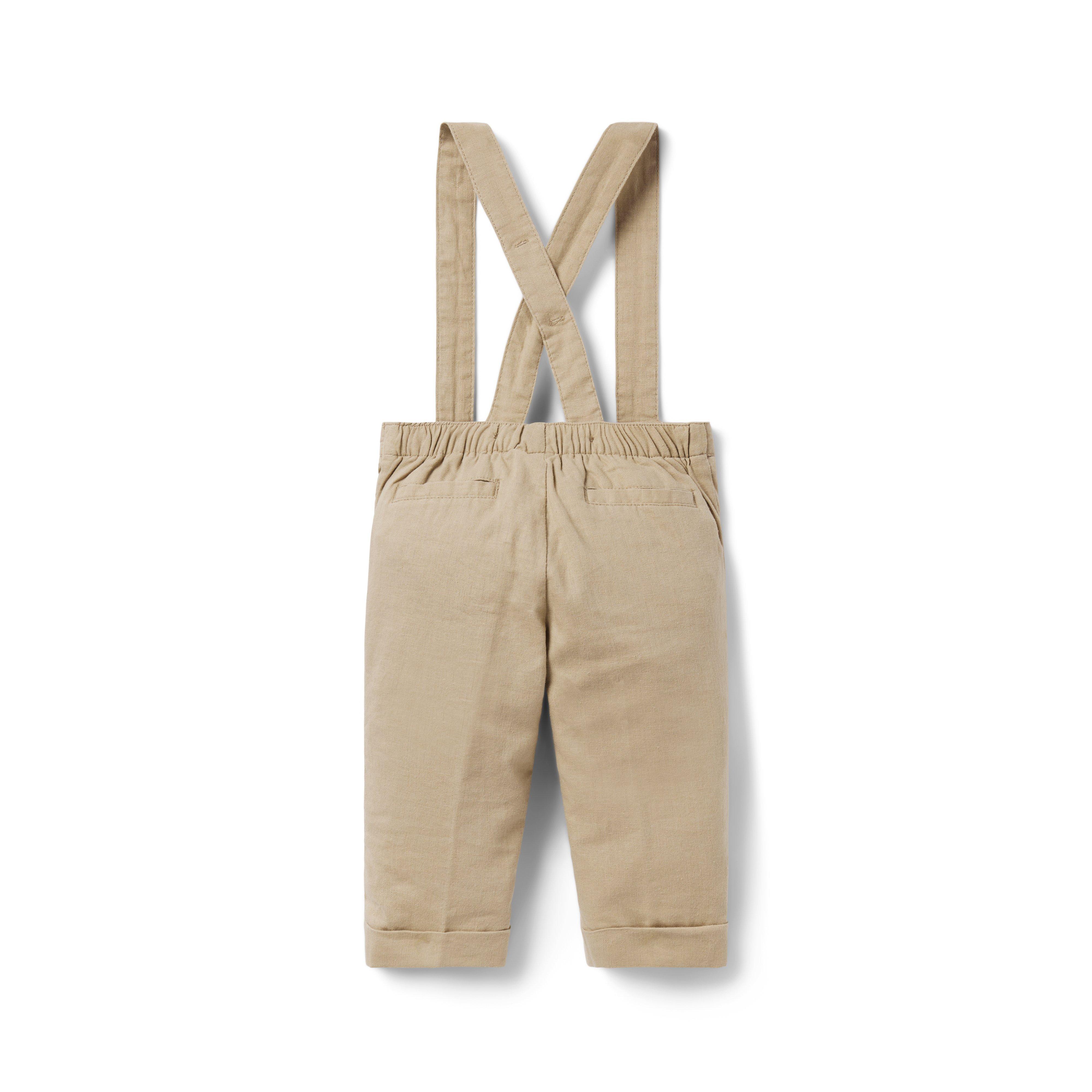 Baby Linen-Cotton Suspender Pant