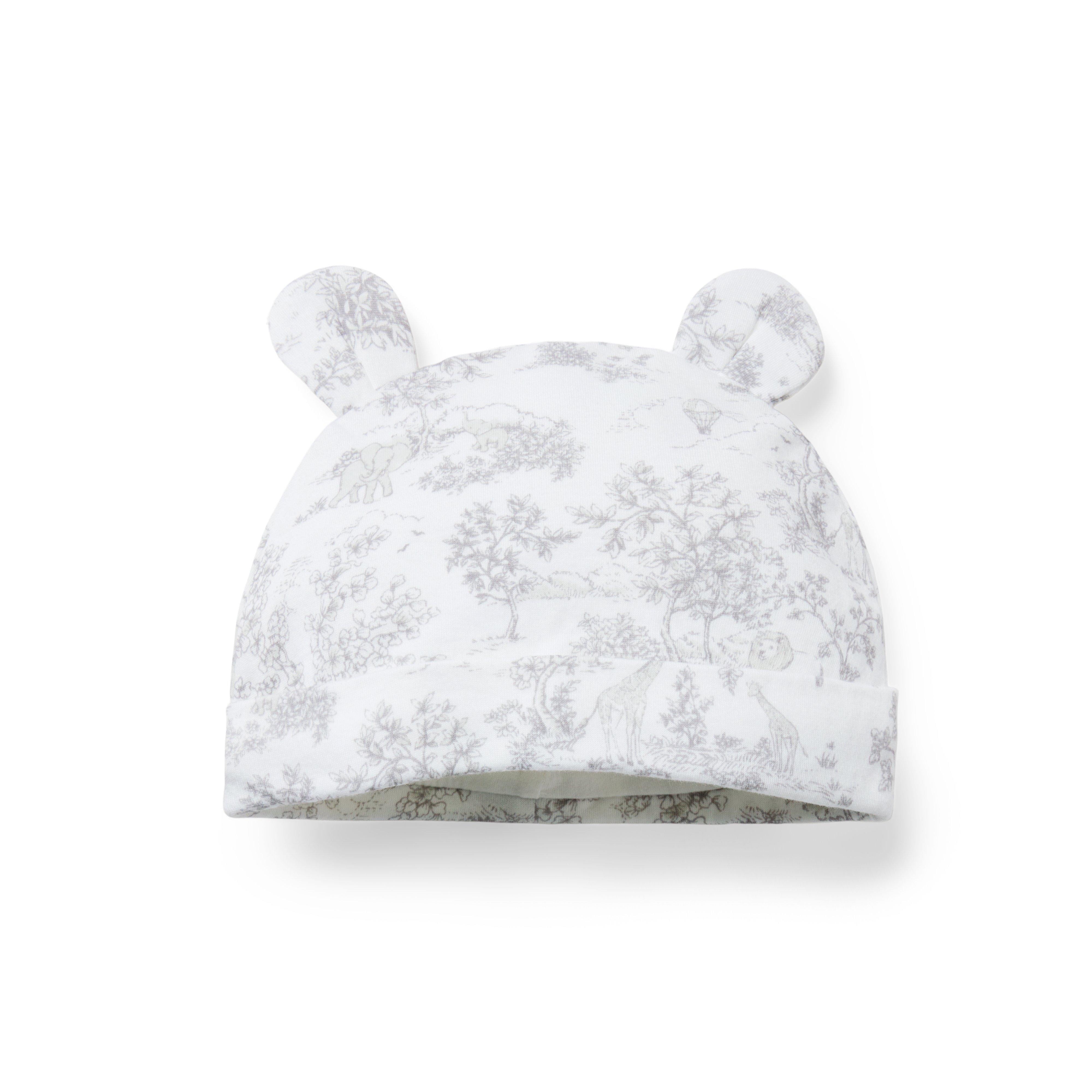 Baby Safari Toile Bear Ear Beanie