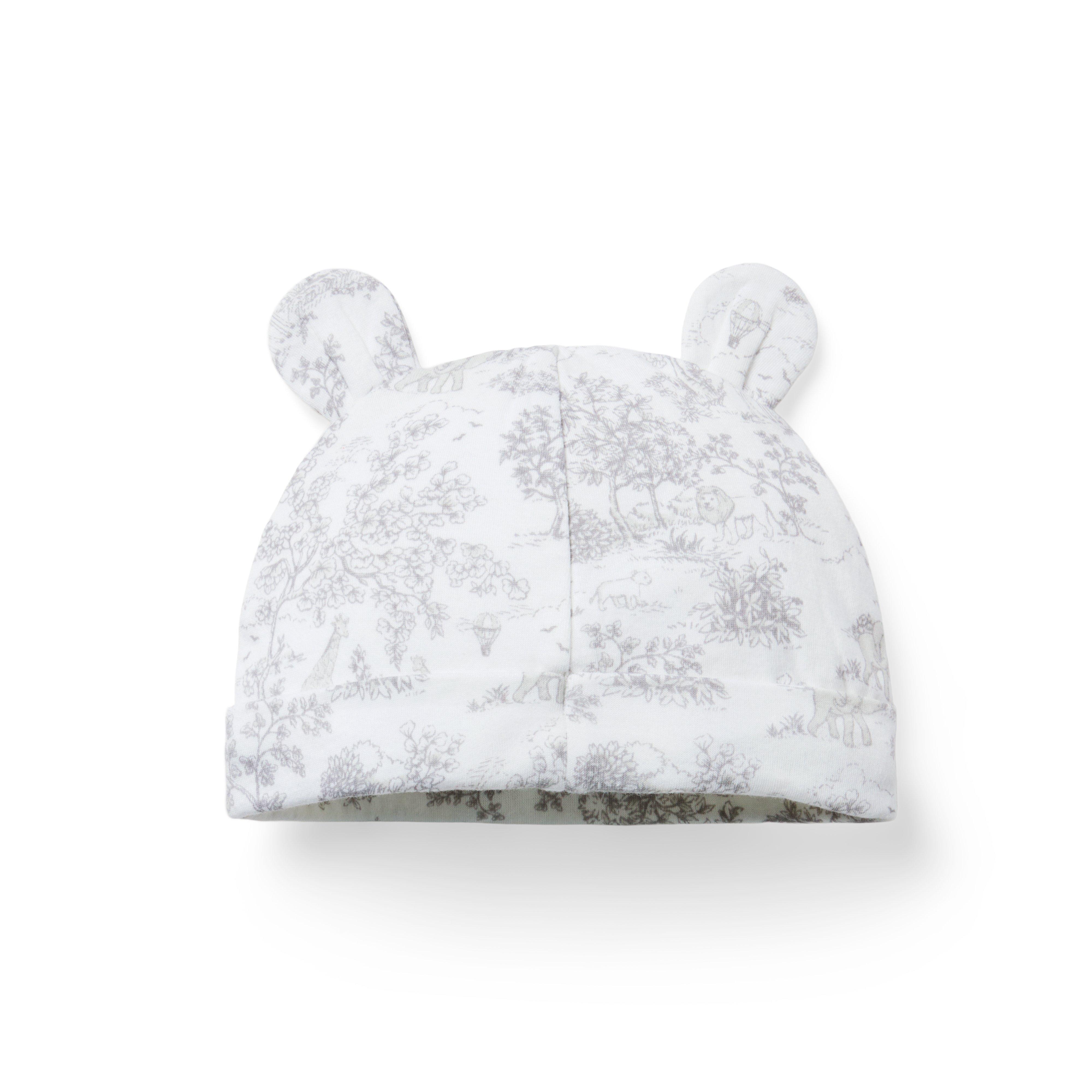 Baby Safari Toile Bear Ear Beanie