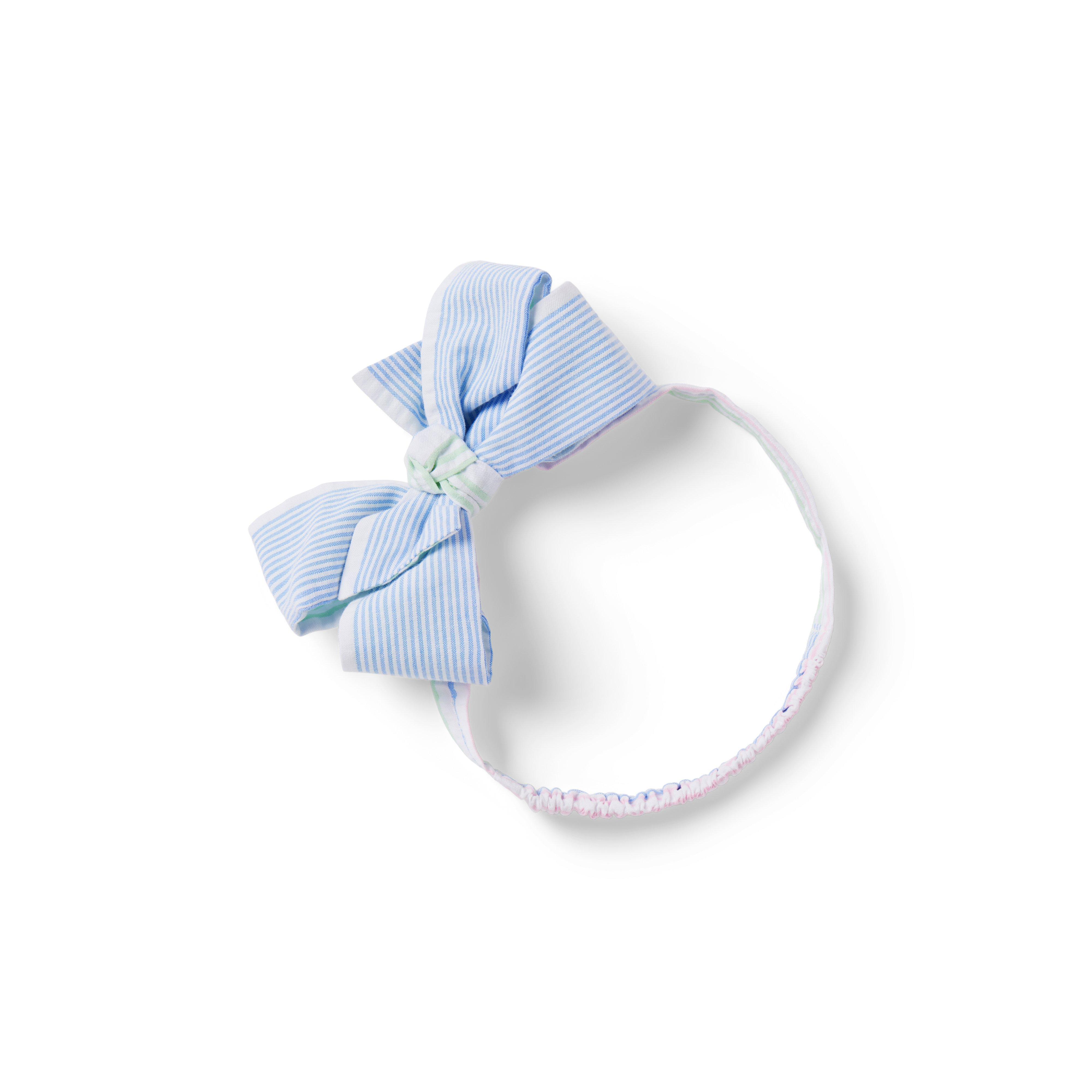 Baby Striped Seersucker Bow Soft Headband