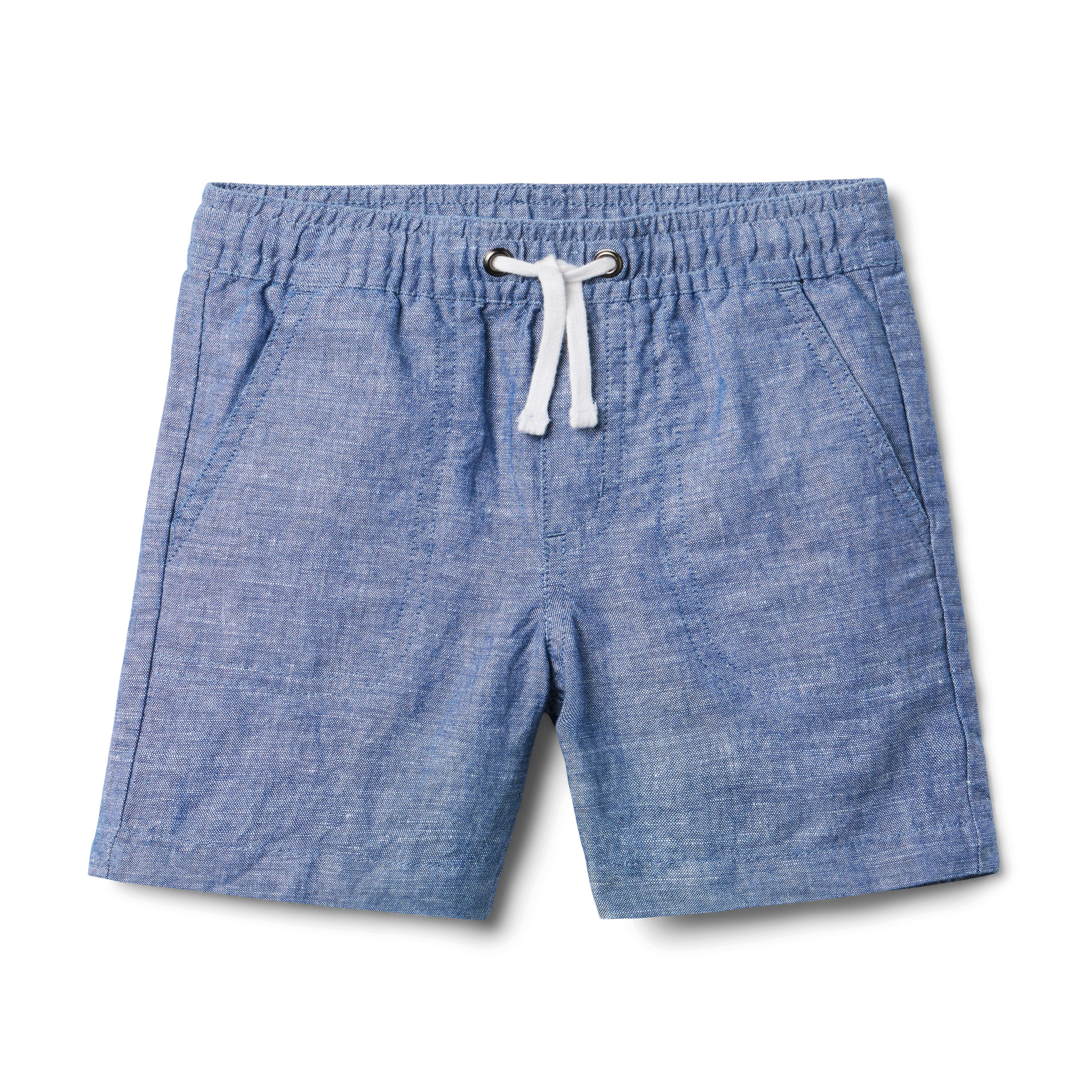 Boy Cadet Blue Linen-Cotton Drawstring Pull-On Short by Janie and Jack