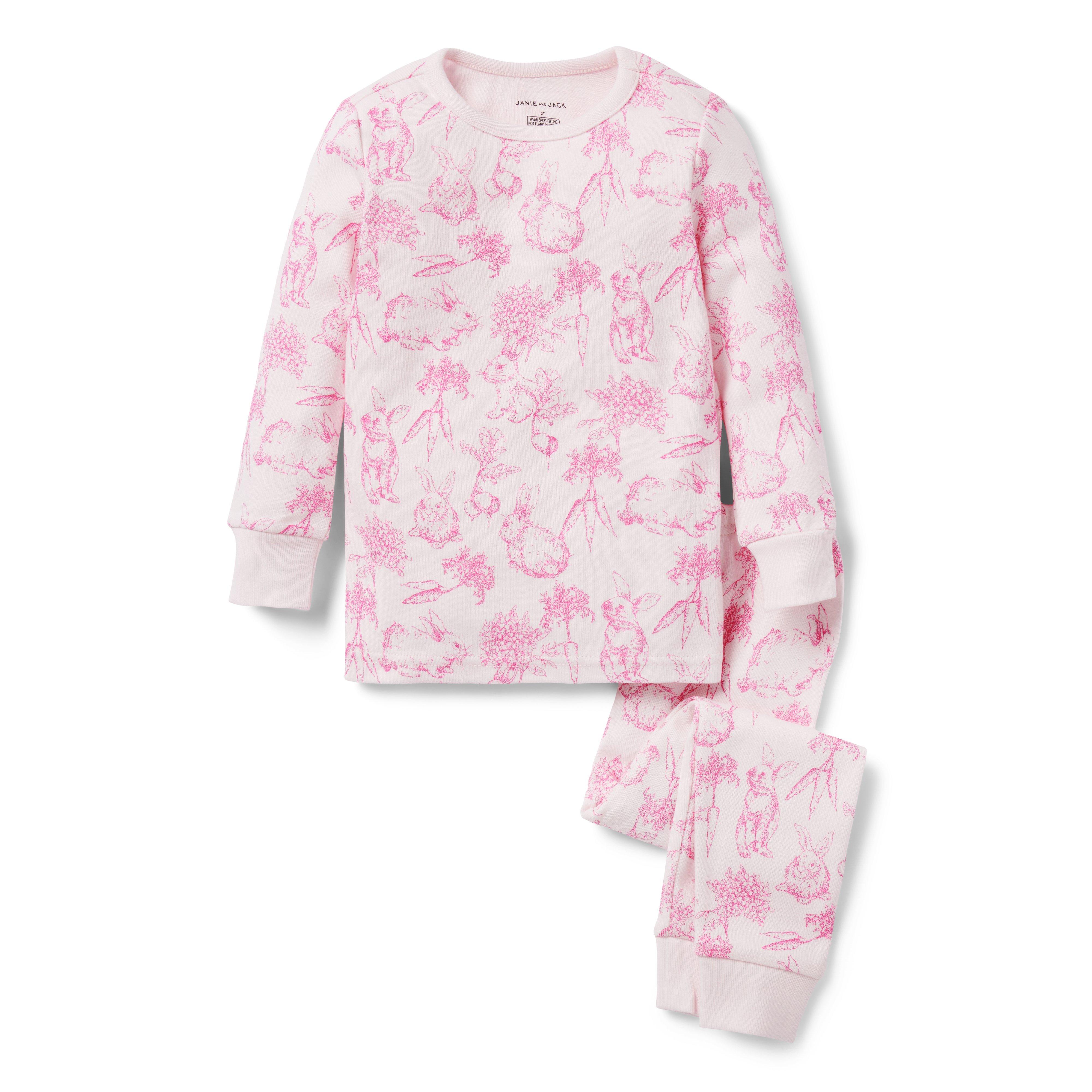 Snug Long John Pajamas - Ballet Pink Bunnies