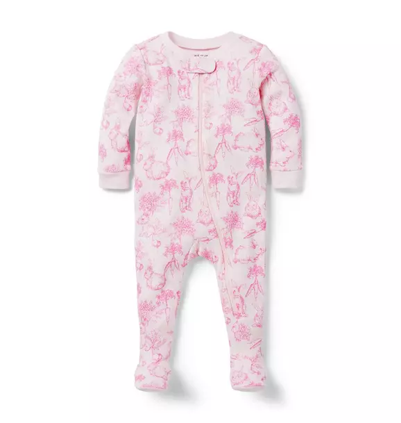 Baby Good Night Footed Pajama In Bunny Toile image number 0