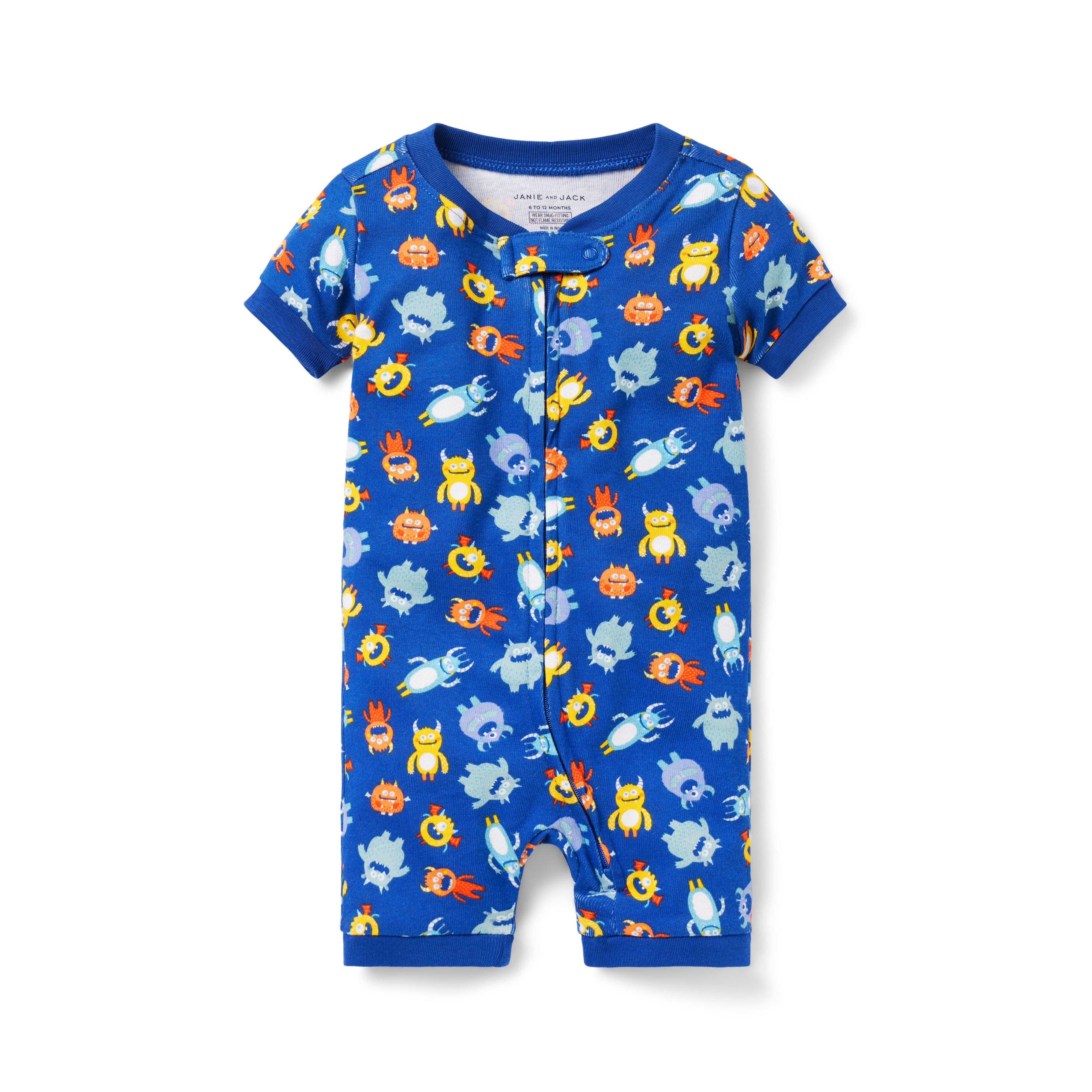 Baby Good Night Short Zip Pajama In Monster Friends