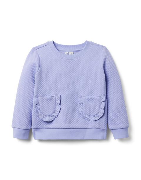 Quilted Jacquard Ruffle Pocket Sweatshirt