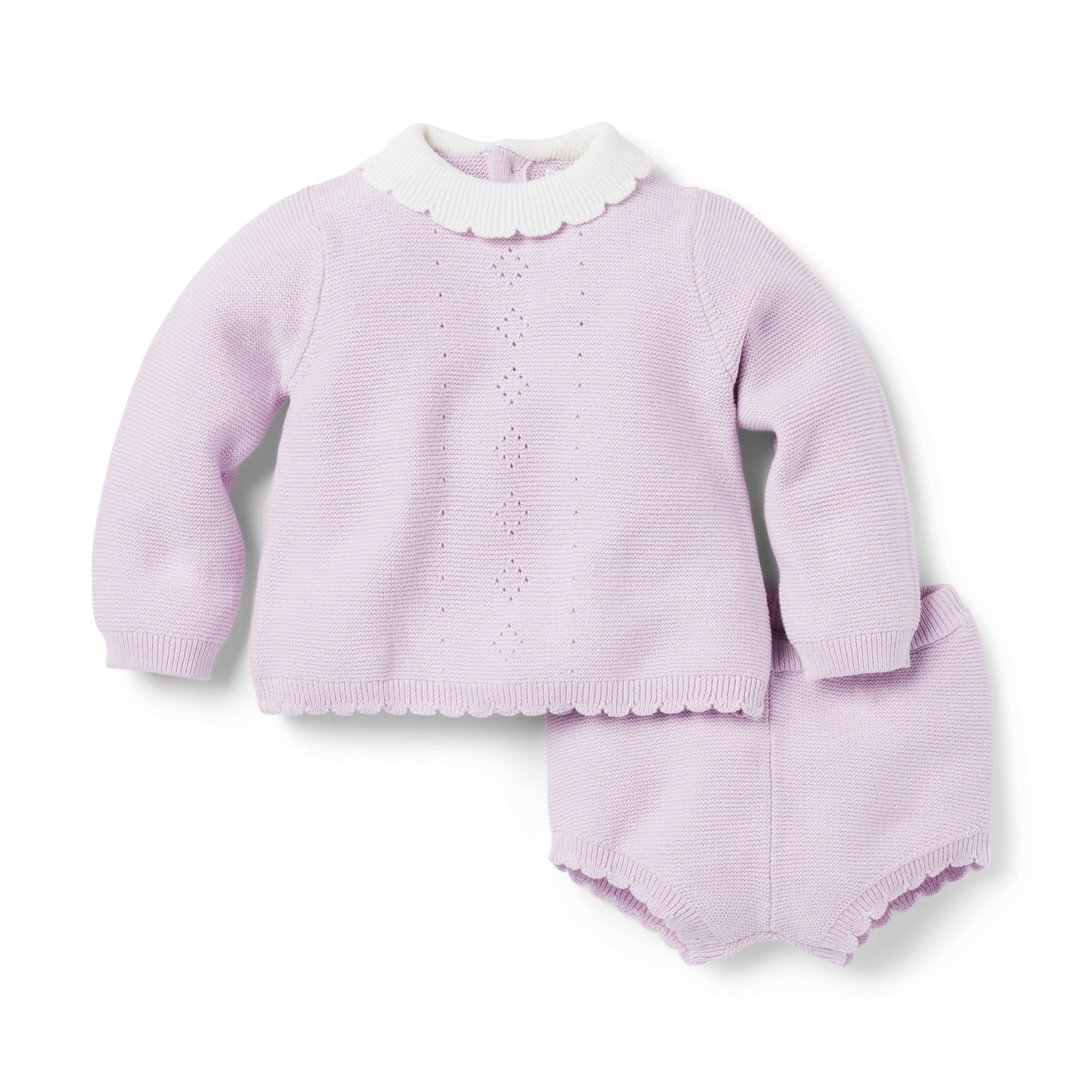 Baby Pointelle Sweater Matching Set