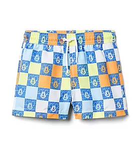 Disney Mickey Mouse Recycled Check Swim Trunk  