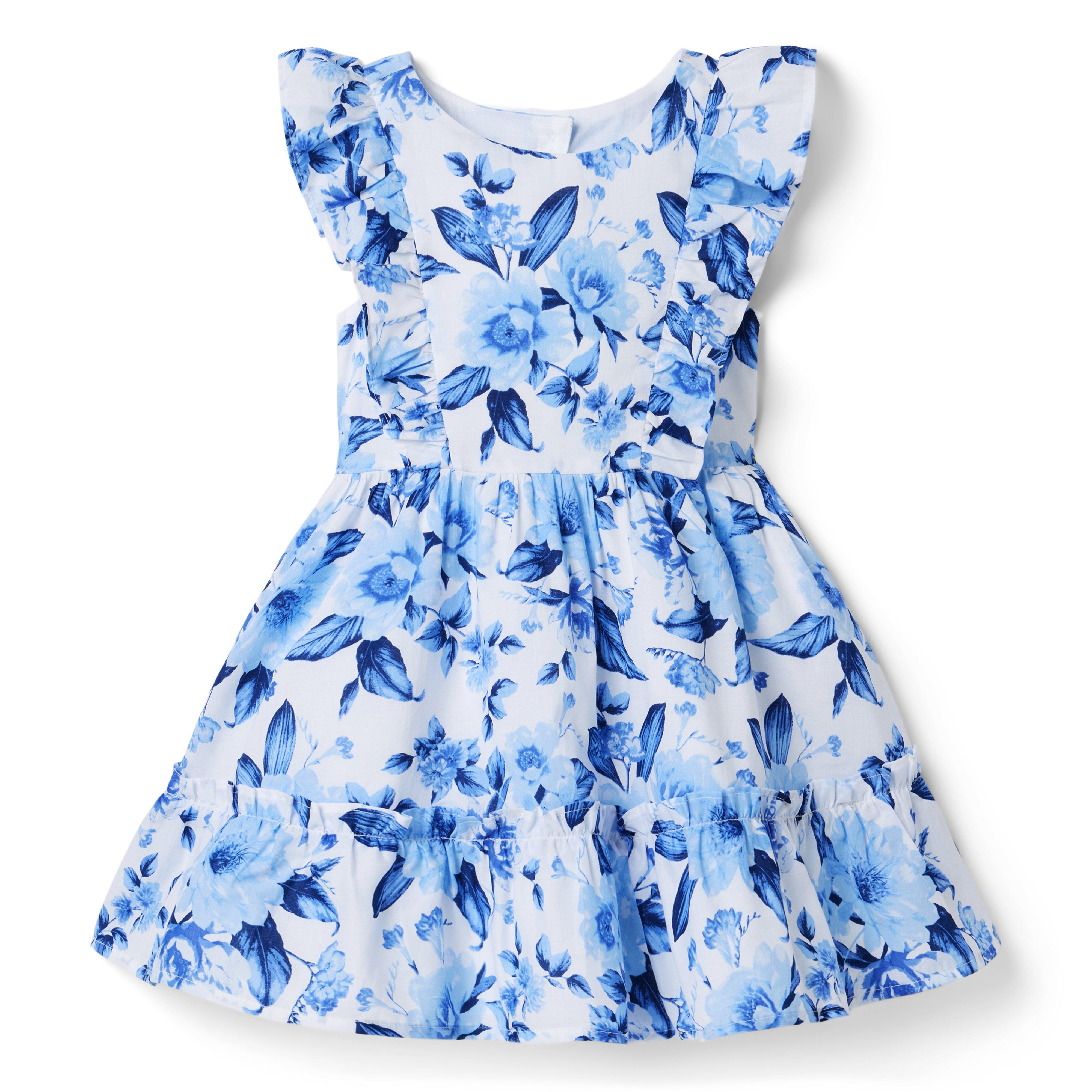 Girl Blue Eyelet Flutter Sleeve Dress by Janie and Jack