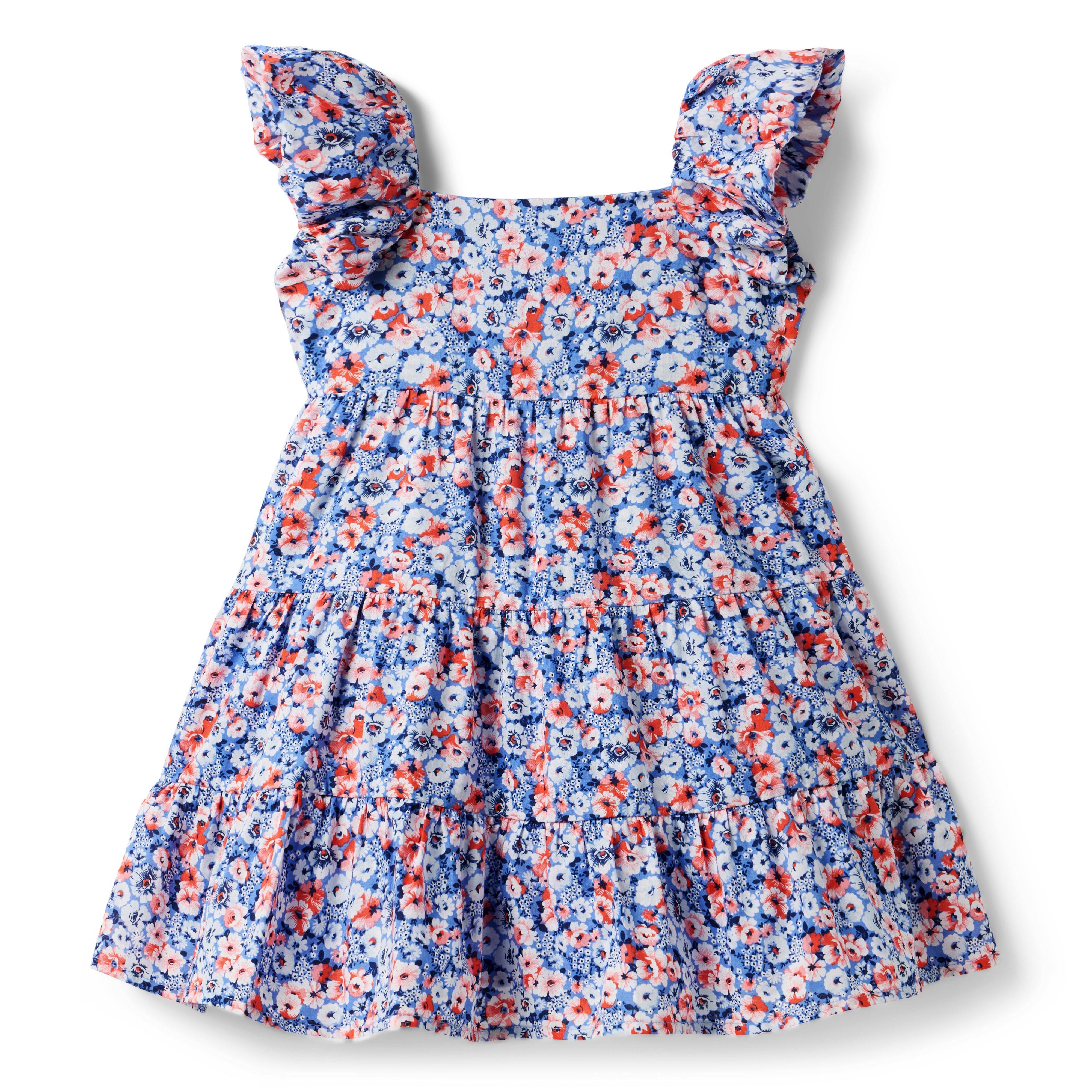 Floral Bubble Sleeve Tiered Dress