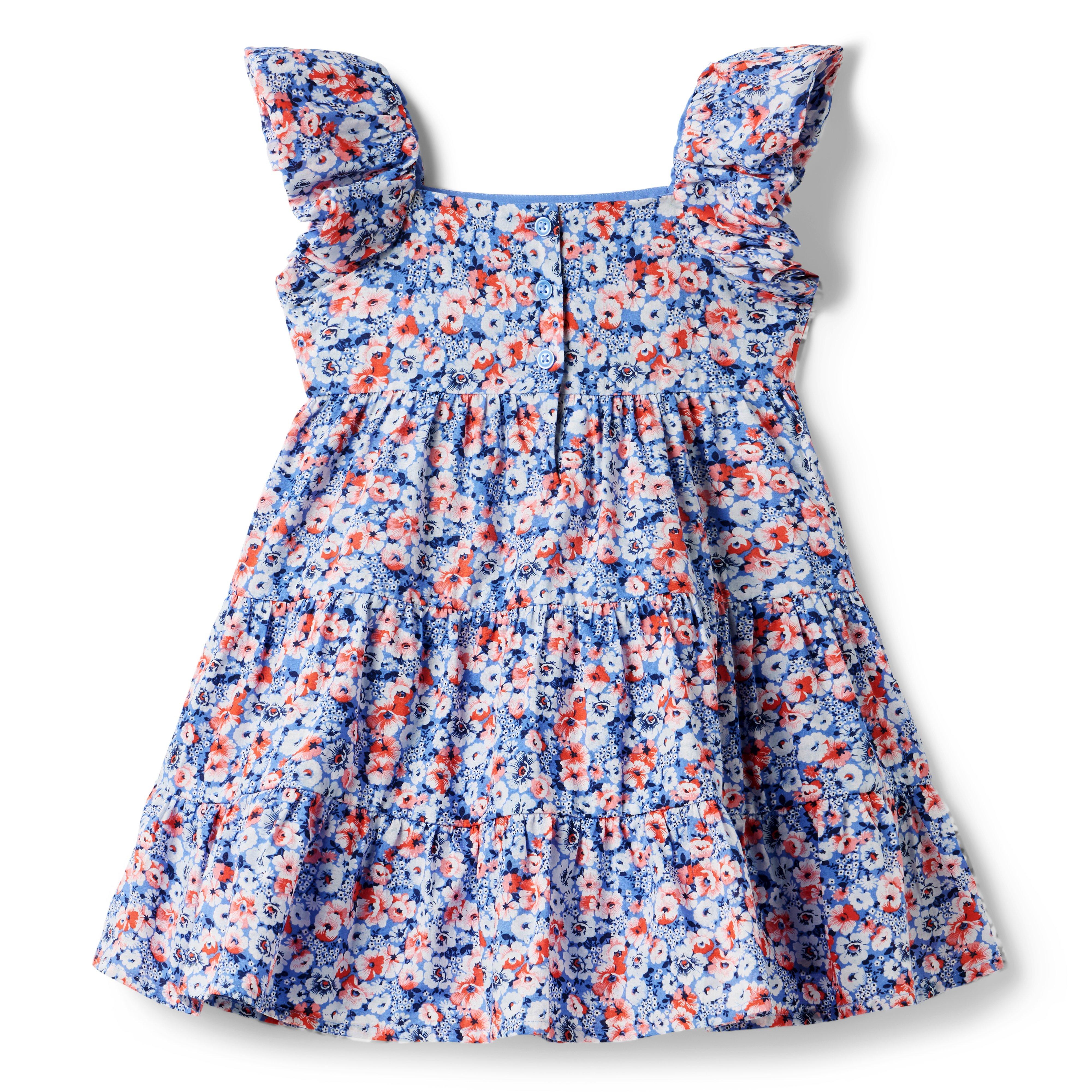 Floral Bubble Sleeve Tiered Dress image number 1
