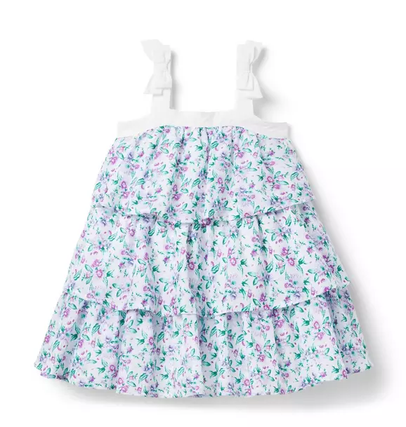Floral Bow Strap Tiered Dress image number 0