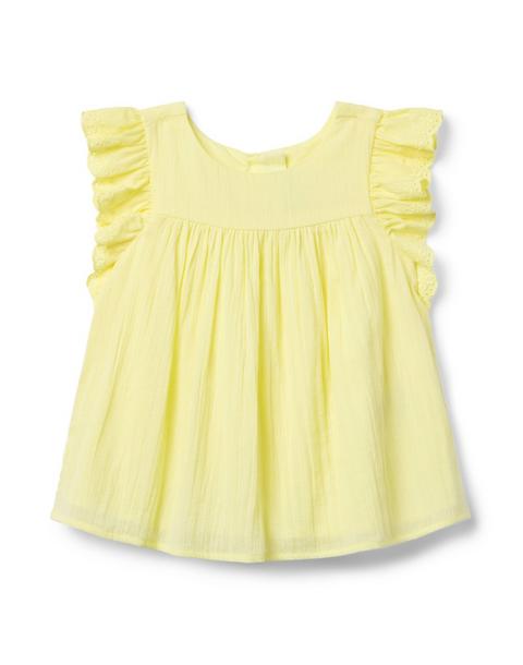 Eyelet Sleeve Gauze Top
