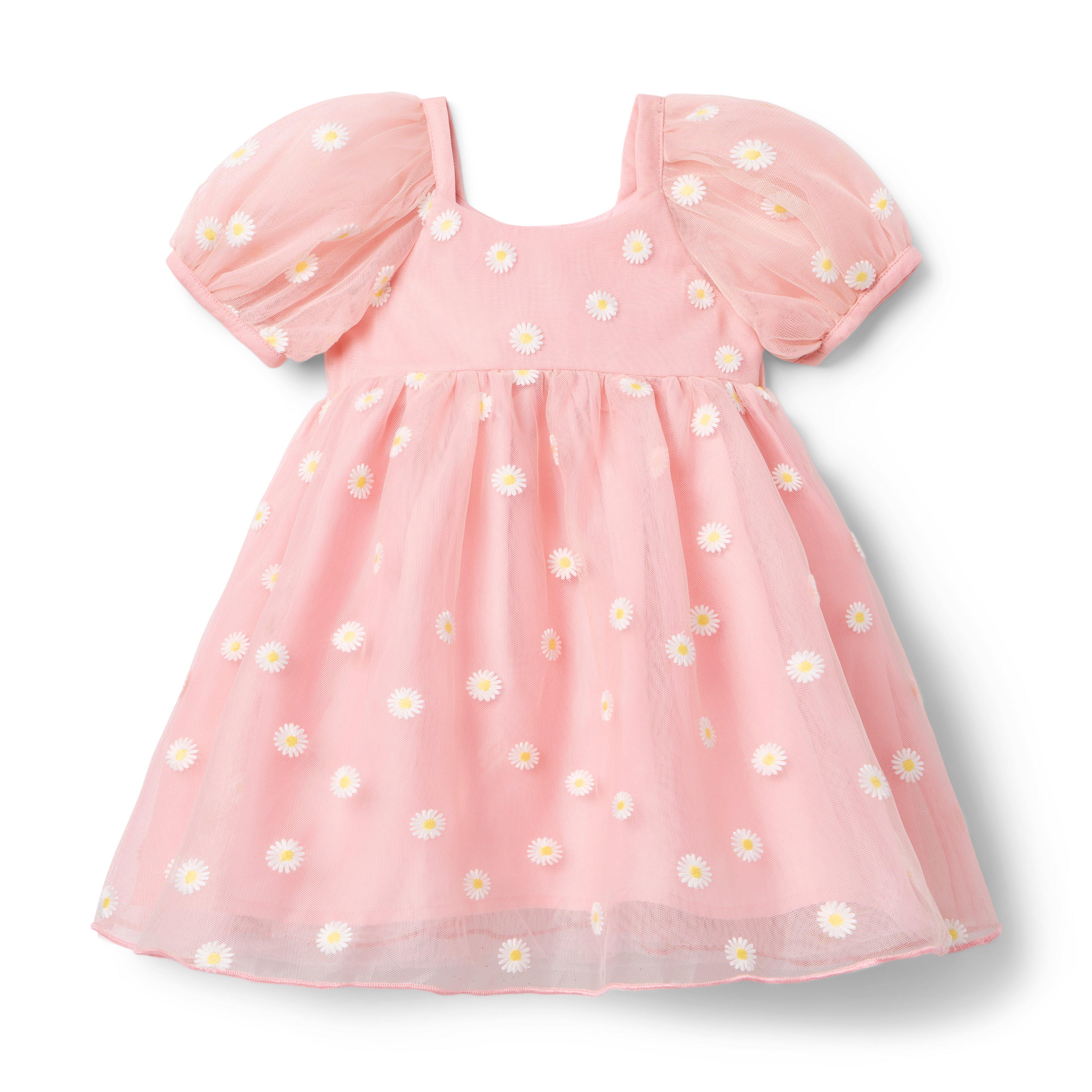 Girl Light Pink Embroidered Daisy Tulle Dress by Janie and Jack