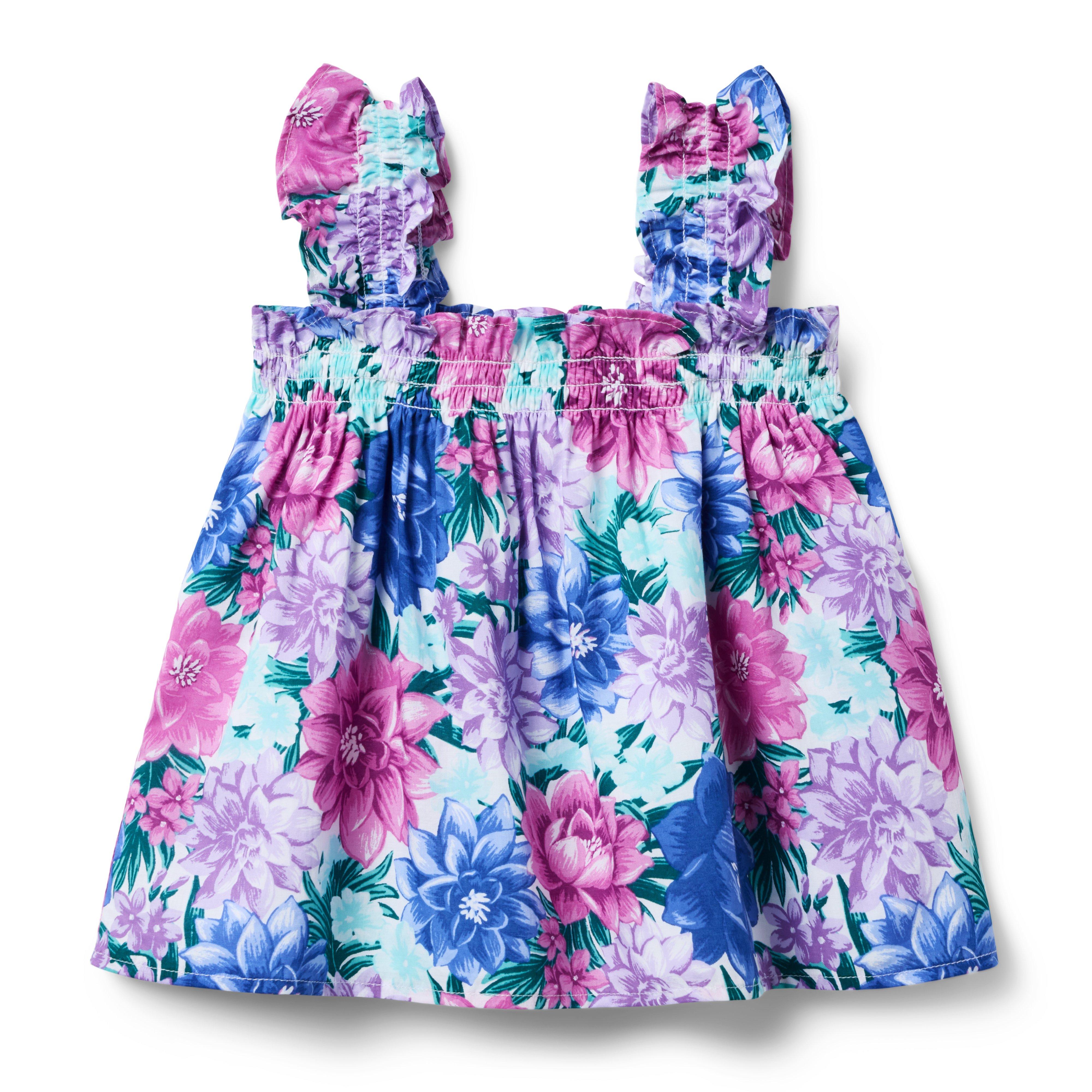 Floral Ruffle Strap Smocked Top image number 0