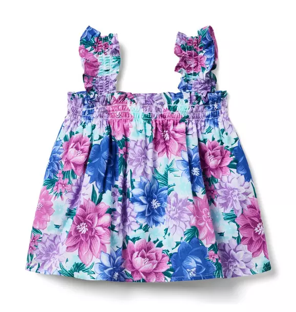 Floral Ruffle Strap Smocked Top image number 1