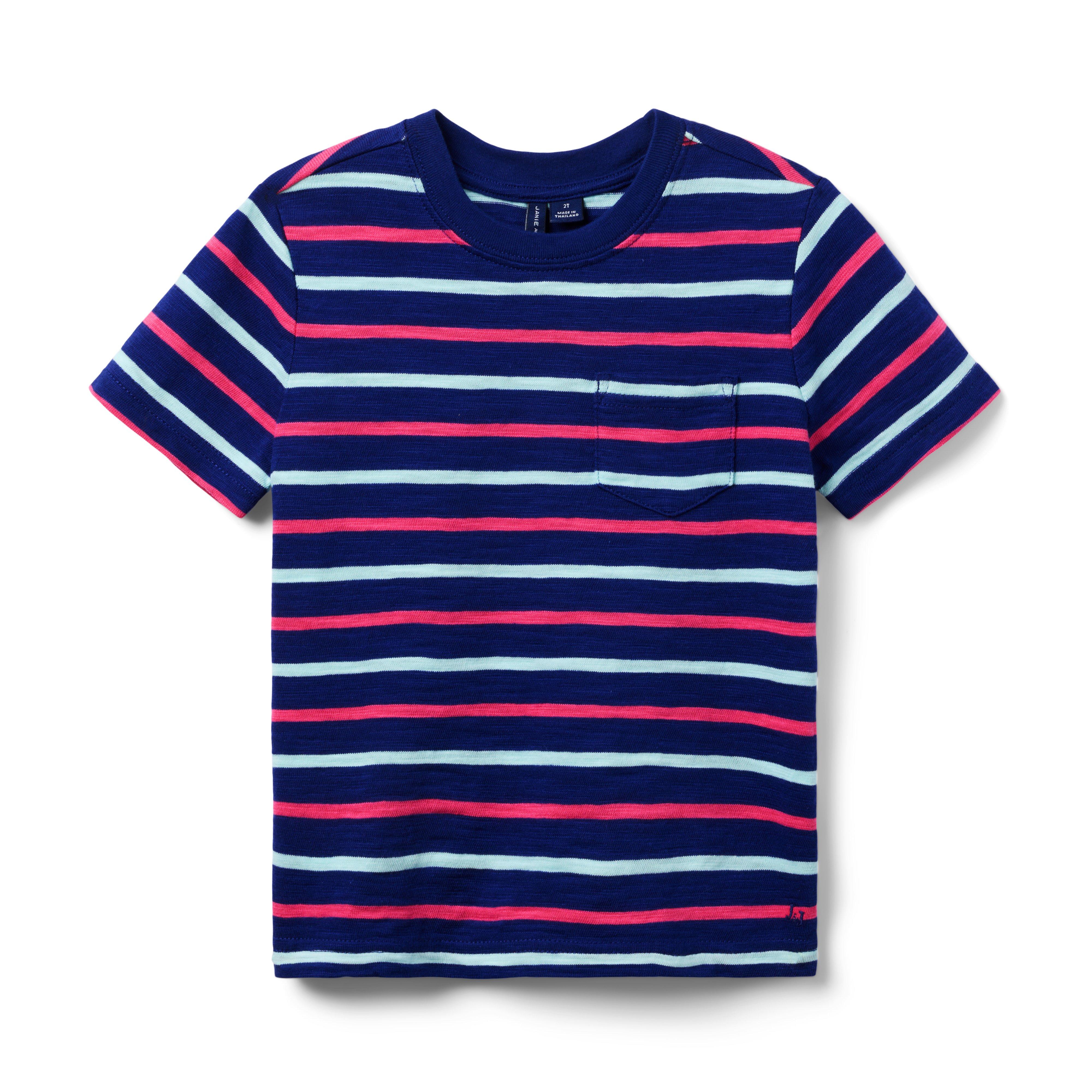 Boy Dark Blue The Striped Slub Tee by Janie and Jack