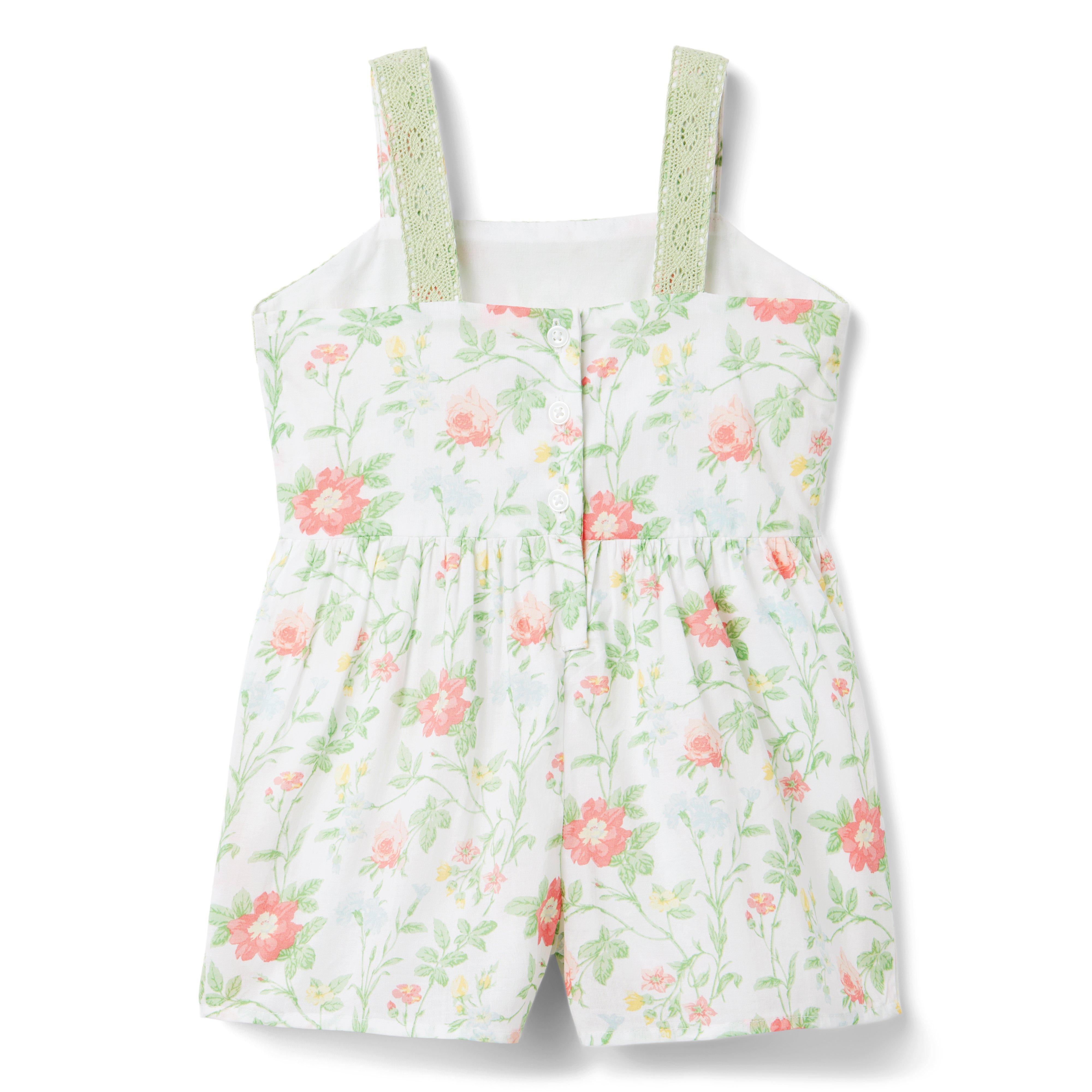 Floral Lace Trim Romper image number 1