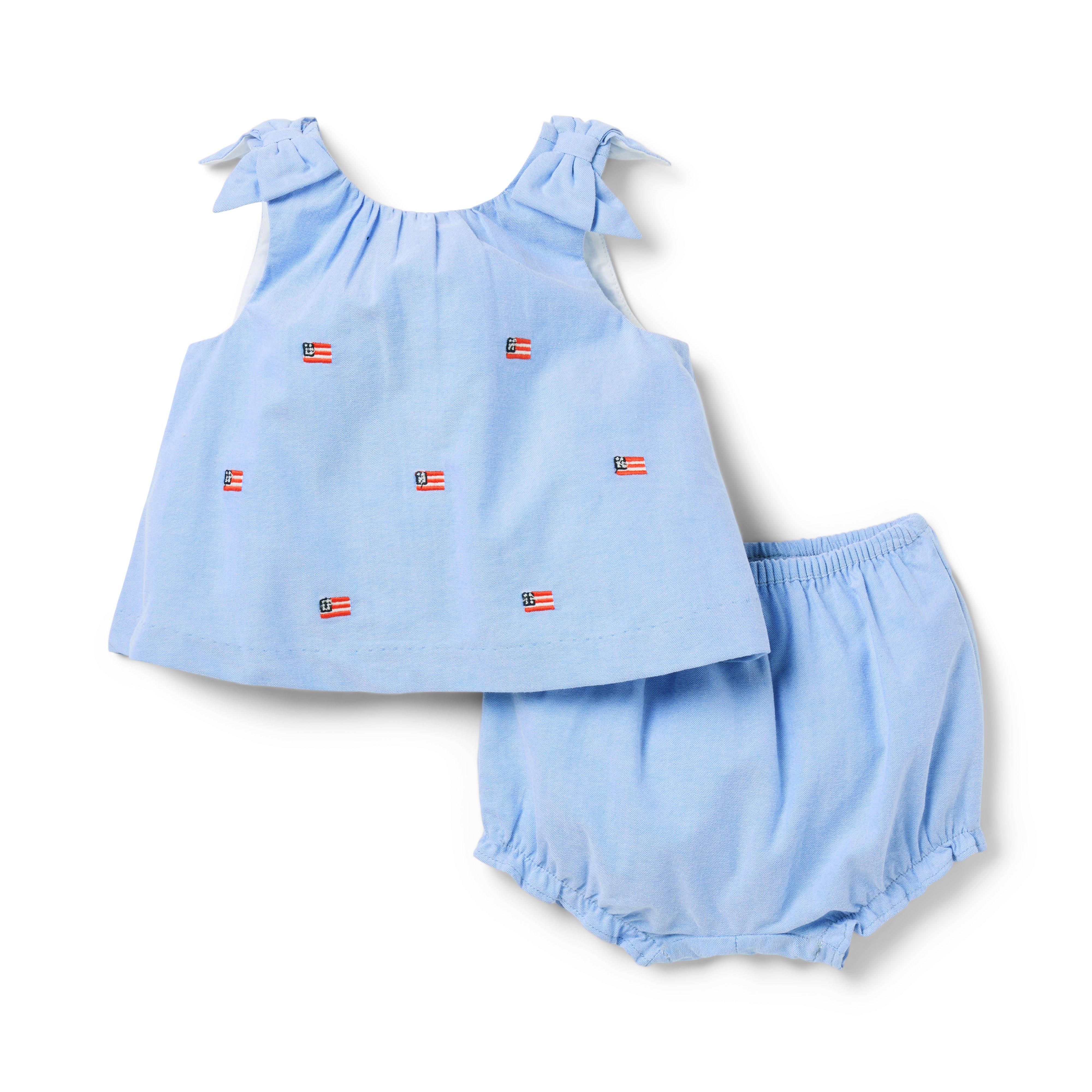 Baby Embroidered Flag Matching Set