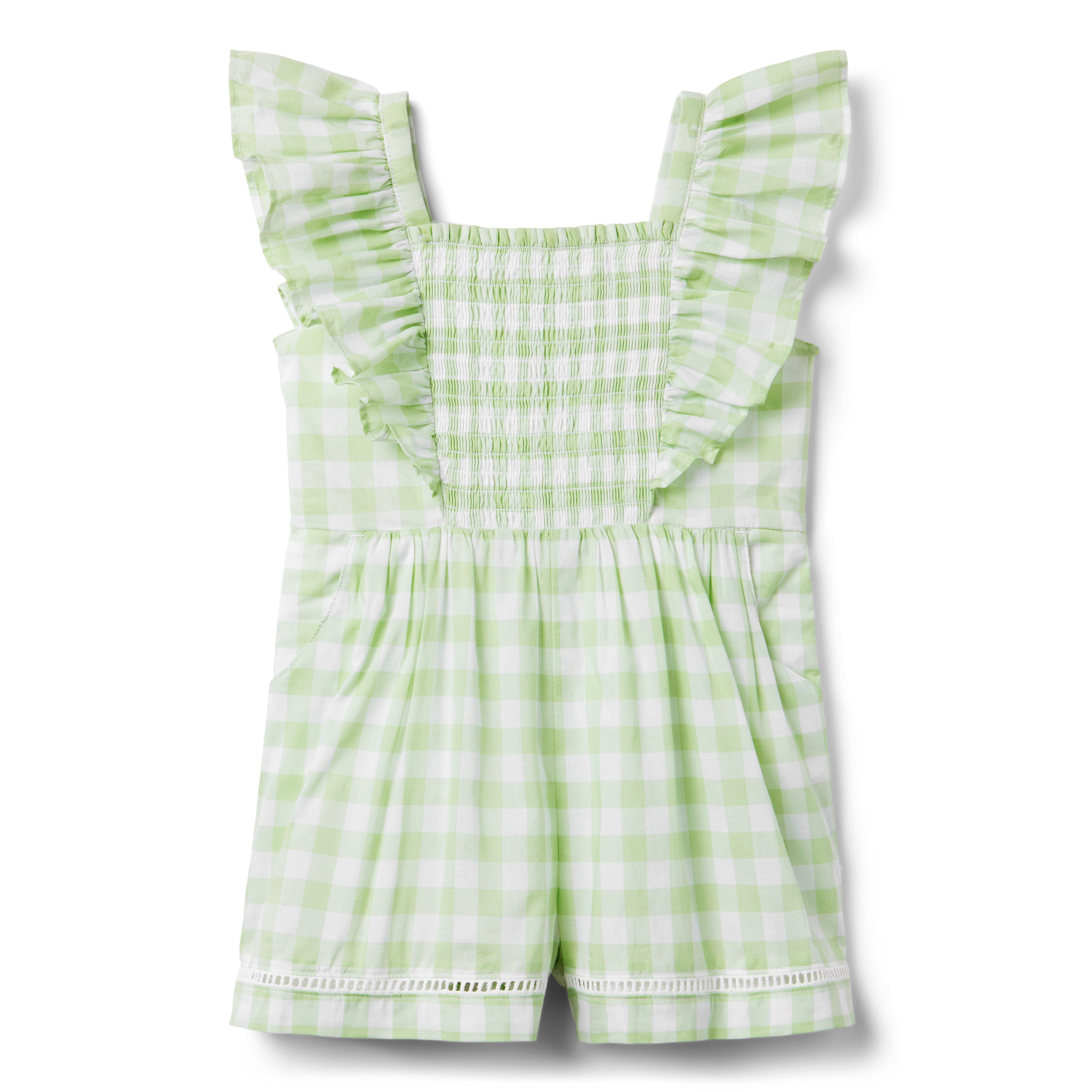 Gingham Flutter Sleeve Romper image number 0