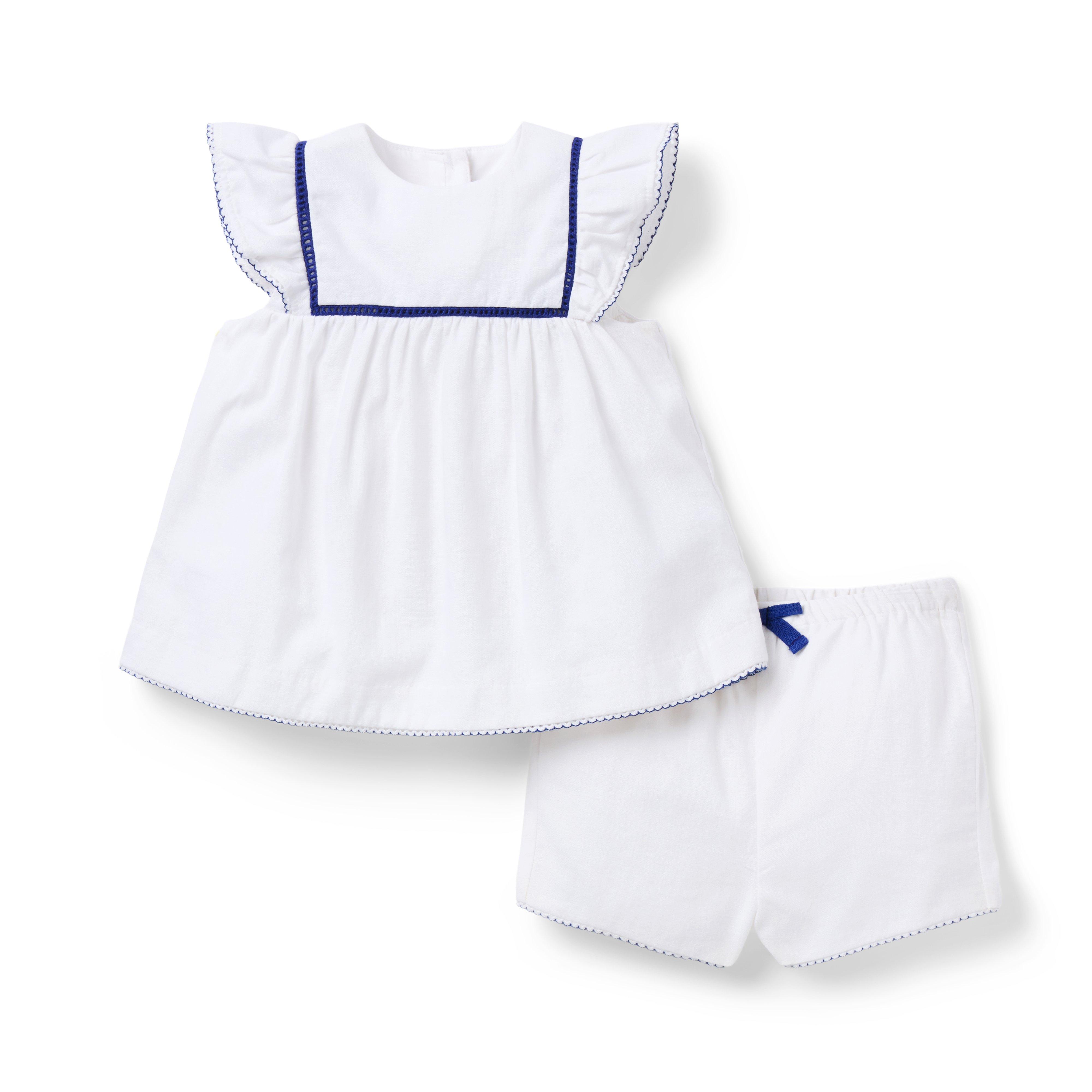 Baby Flutter Sleeve Linen-Cotton Matching Set