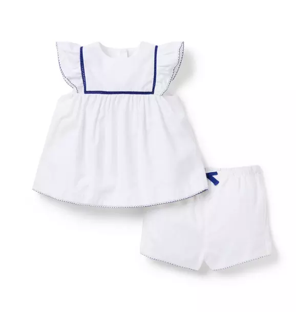Baby Flutter Sleeve Linen-Cotton Matching Set image number 0