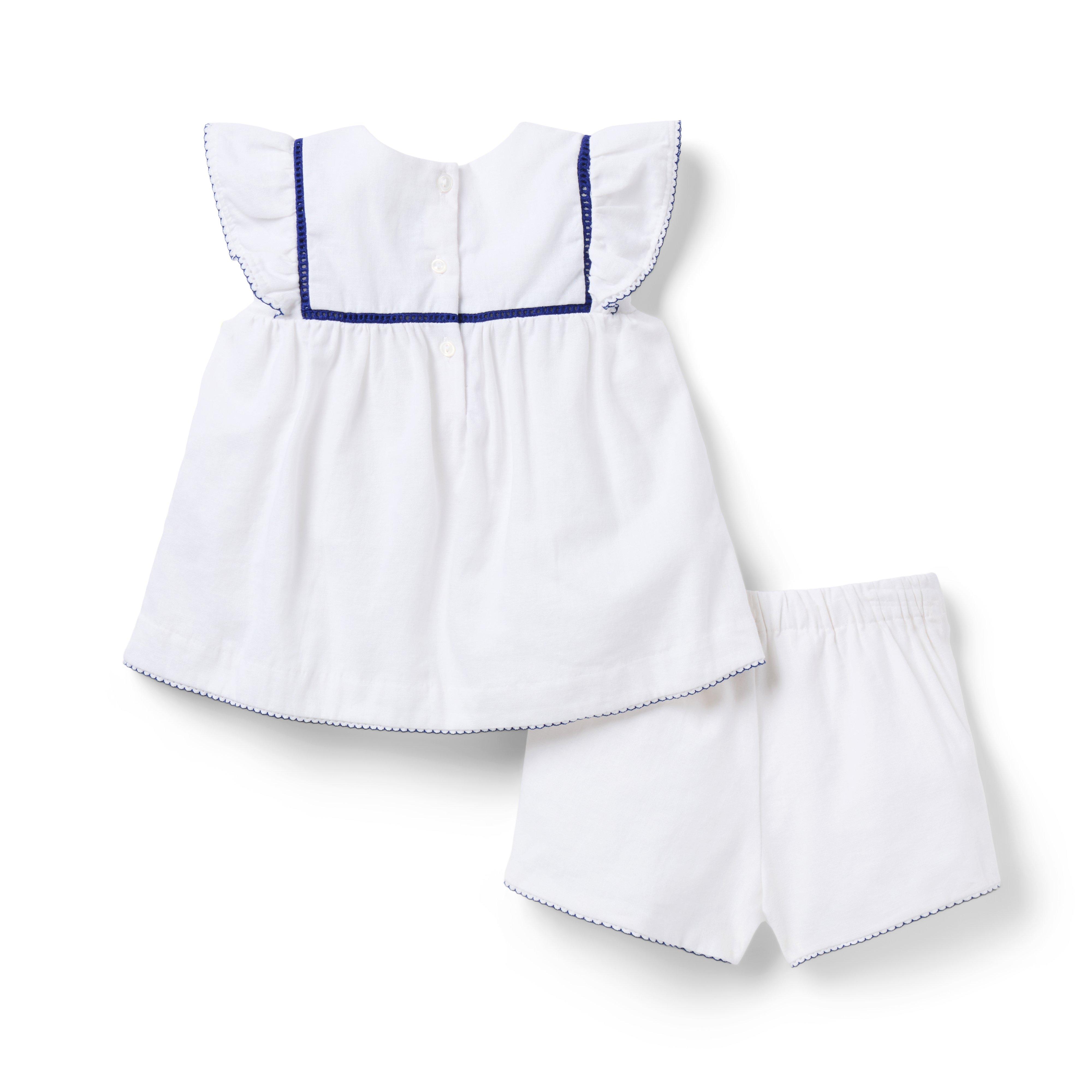 Baby Flutter Sleeve Linen-Cotton Matching Set image number 1