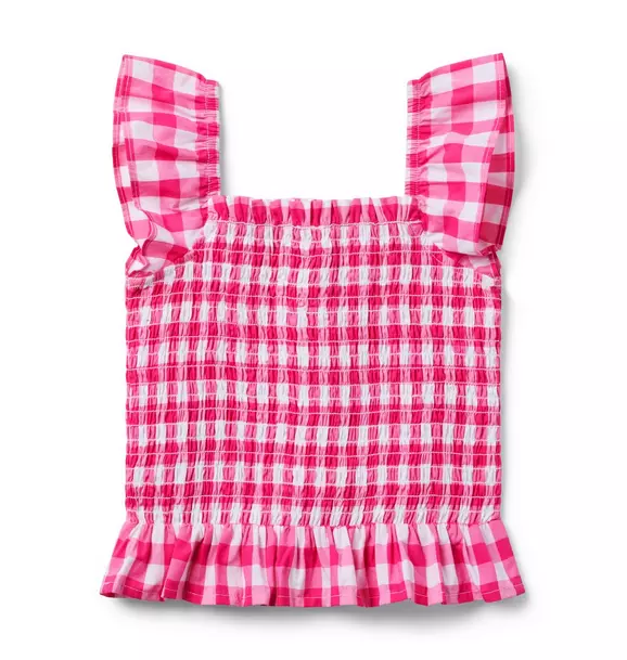 Gingham Smocked Ruffle Top image number 1