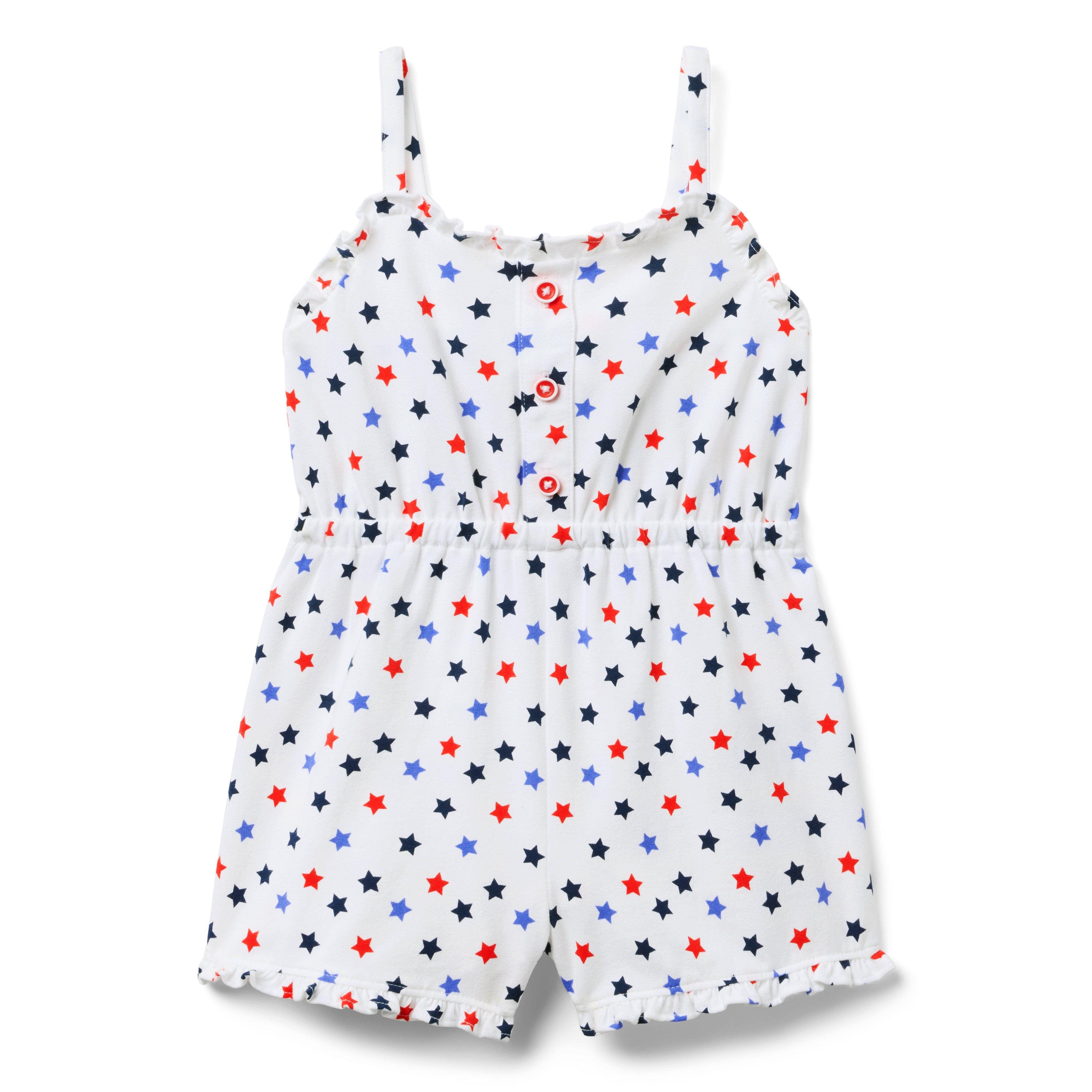 Girl White Star Star Ruffle Cuff Romper by Janie and Jack