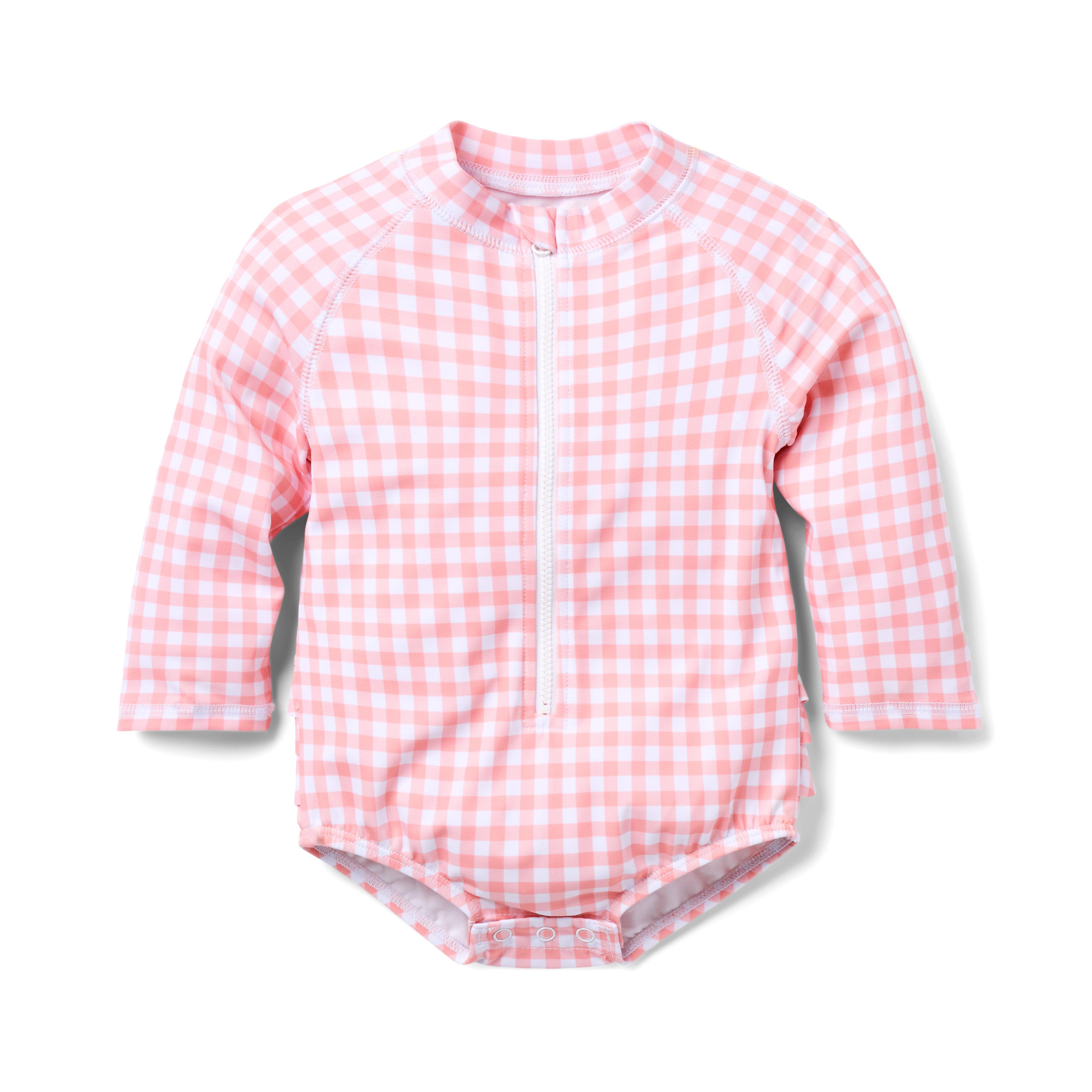 Baby Recycled Gingham Rash Guard Swimsuit image number 0