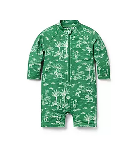 Baby Recycled Tropical Toile Rash Guard Swimsuit